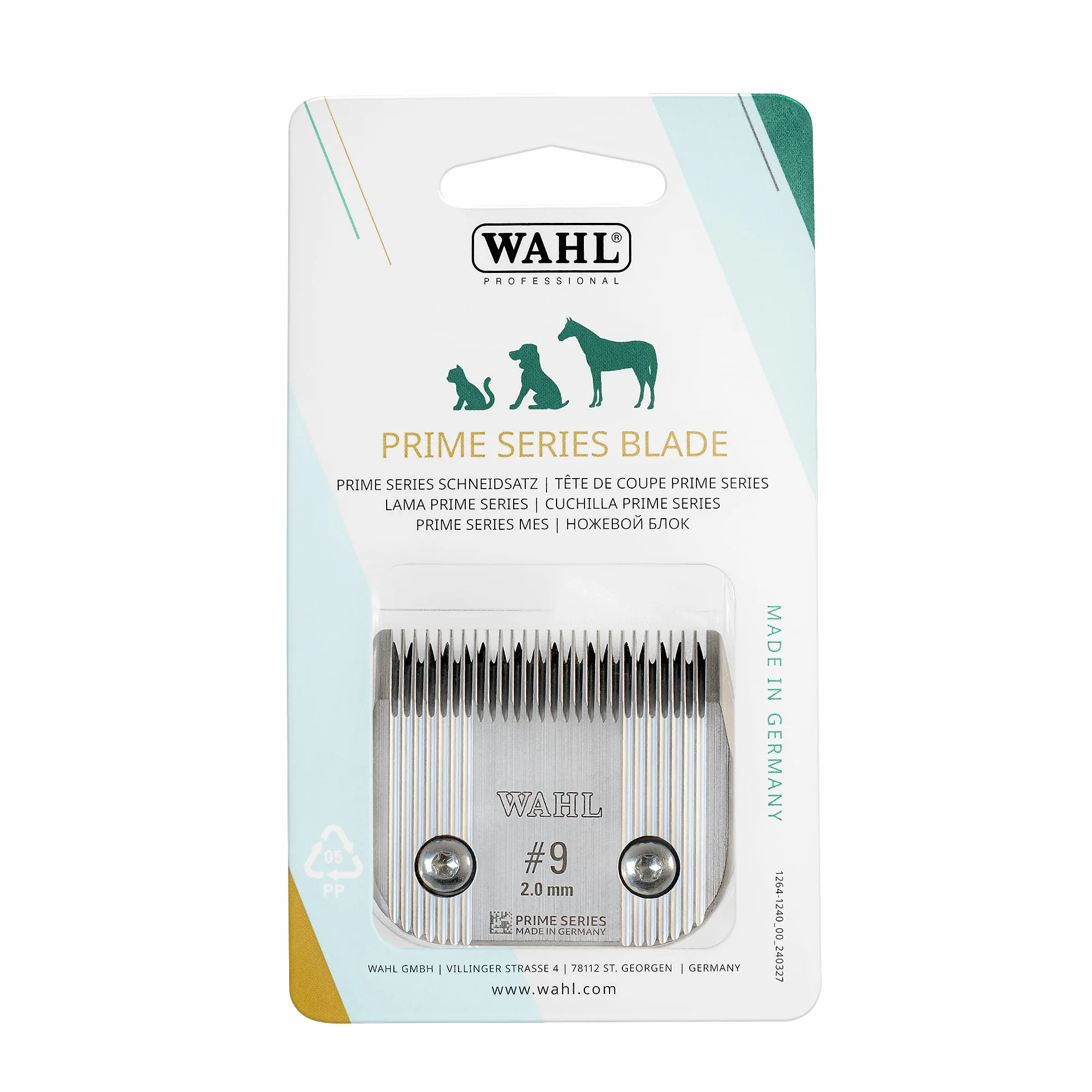 Wahl Prime Series Lame, #9, 2,0 mm, Lame per tosatrici per Animali, Lame di Ricambio, Lame di Ricambio per tosatrici per Animali Domestici, Acciaio Inox, Resistente alla ruggine, Taglio preciso