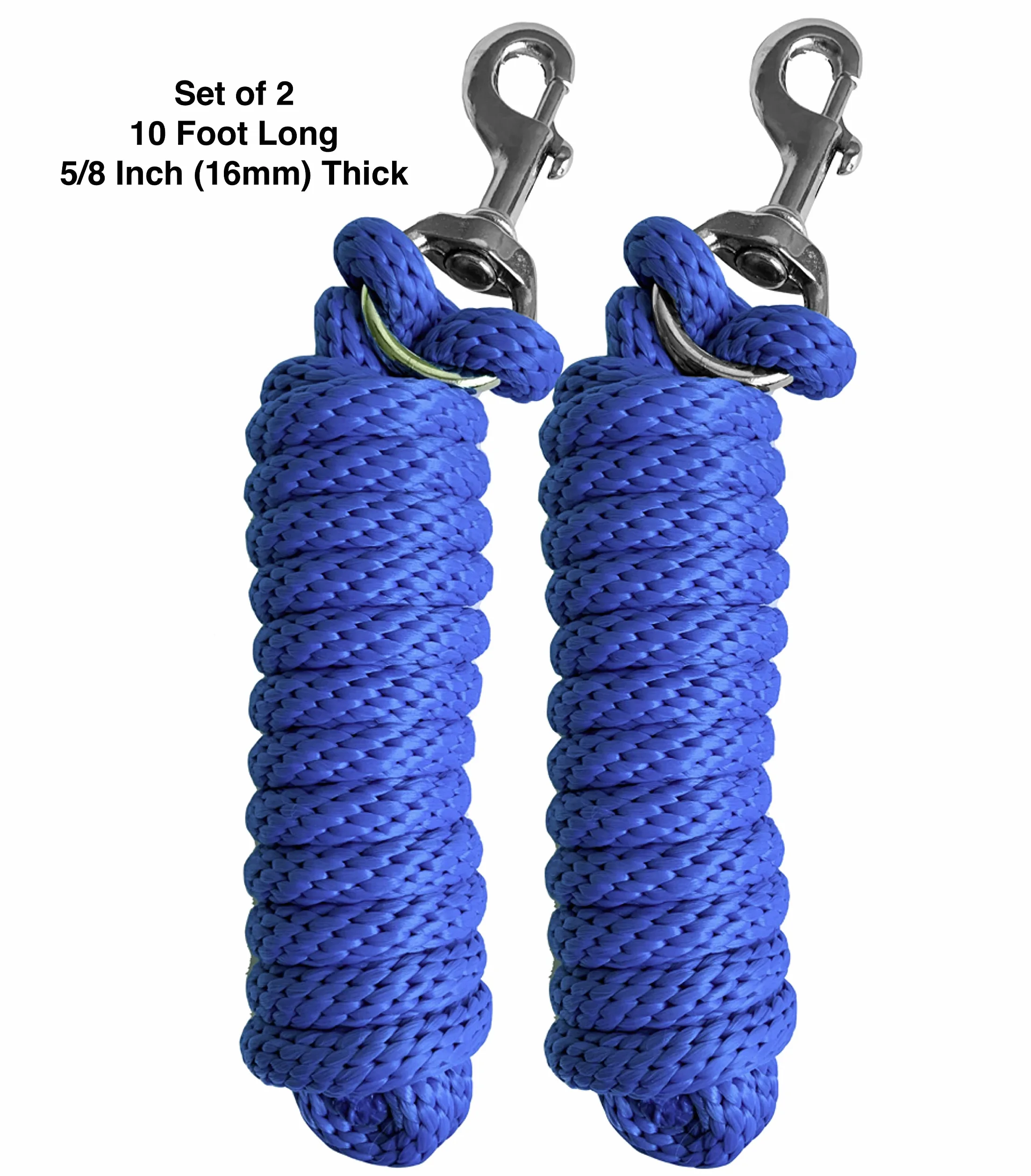 Majestic Ally, Confection de 2 cordons en polyéthylène massif pour Chevaux et Bestiame, Longa 10 Pieds et pessa 5/8 Pollici, stituibile, résistant, Fatta a Mano, Morbida al Tatto (Bleu réel)