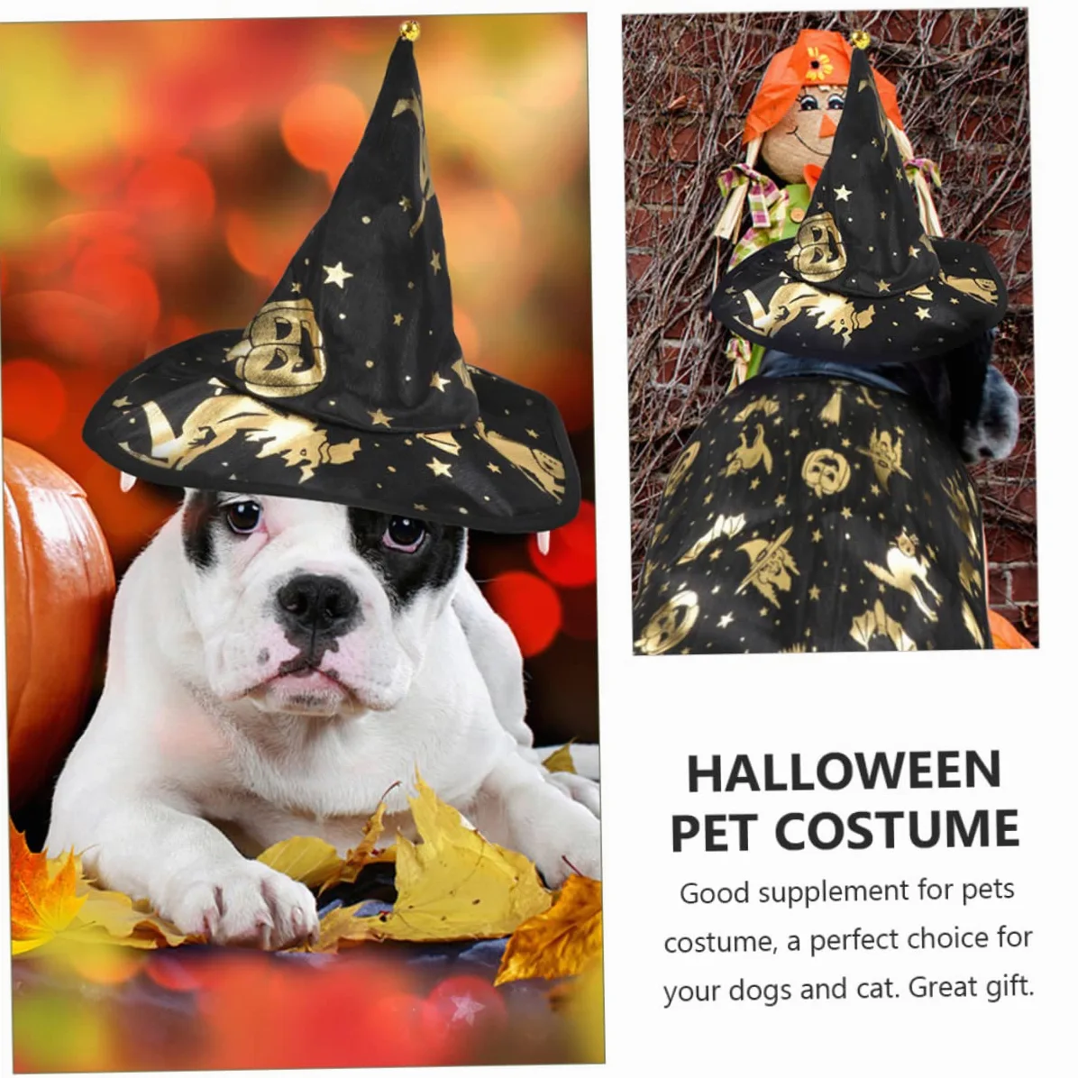 BESPORTBLE 5sets Costume Per Animali Domestici Con Cappello Da Stregone Set Chic Per Halloween Accessori Cosplay Per Cani e Gatti Materiale Leggero e Comodo Facile Da Indossare Per Festività