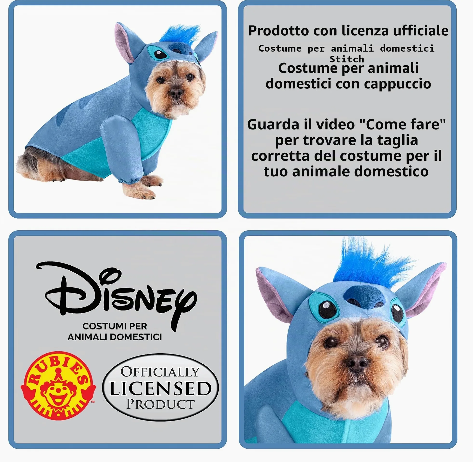 Rubie's Disney Lilo & Stitch – Stitch – Costume per animali domestici, XL come mostrato