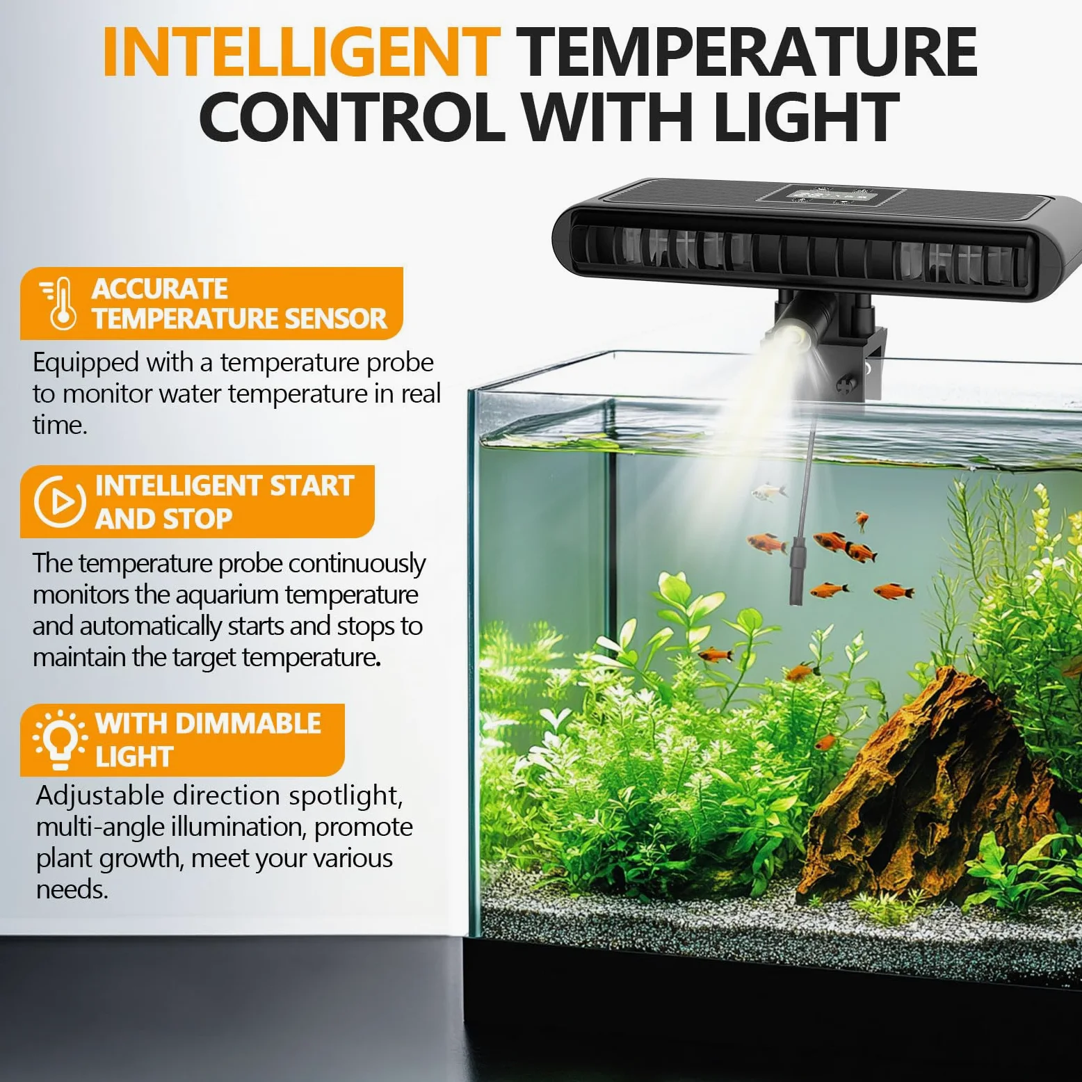 hygger Ventola refrigerante per acquario, controllo automatico della temperatura, ventola di raffreddamento per acquario con temperatura regolabile e 3 velocità del vento, raffreddamento silenzioso
