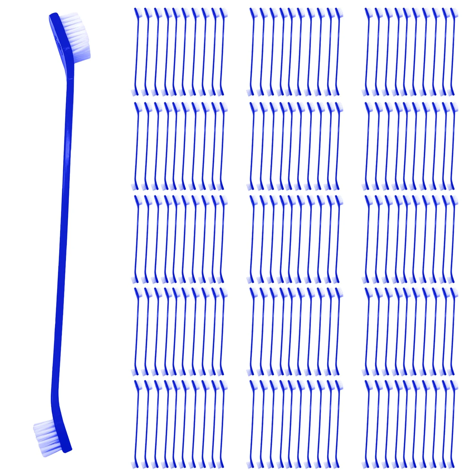 Spazzolino da denti a doppia testa per cani, con manico lungo, morbido, per animali domestici, 100 pezzi, comodo spazzolino da denti per animali domestici e cuccioli, accessori per la pulizia