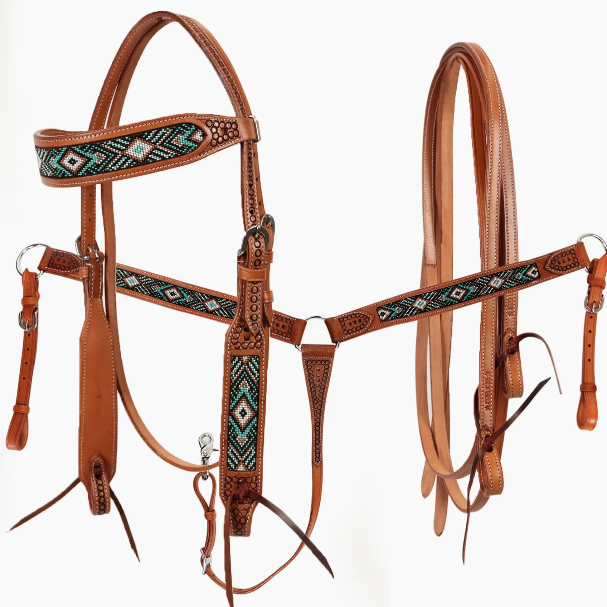 Set Western Silver Horse Big Pearl, Redini, Briglie e Pettorale, Fibbie in Acciaio Inox per Performance e Sicurezza, Perfetto per Hobby Horse, Passeggiate, Competizioni e ogni Situazione Equestre