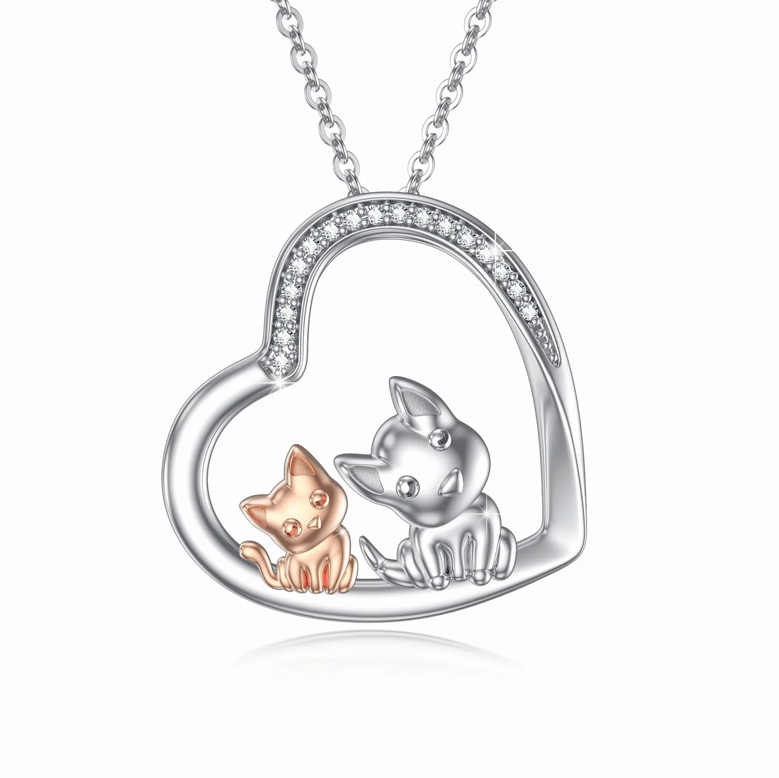 Collana con ciondolo a forma di cuore, in argento Sterling 925, con ciondolo a forma di gatto, cane/cavia/farfalla, per donne e ragazze, amanti degli animali domestici