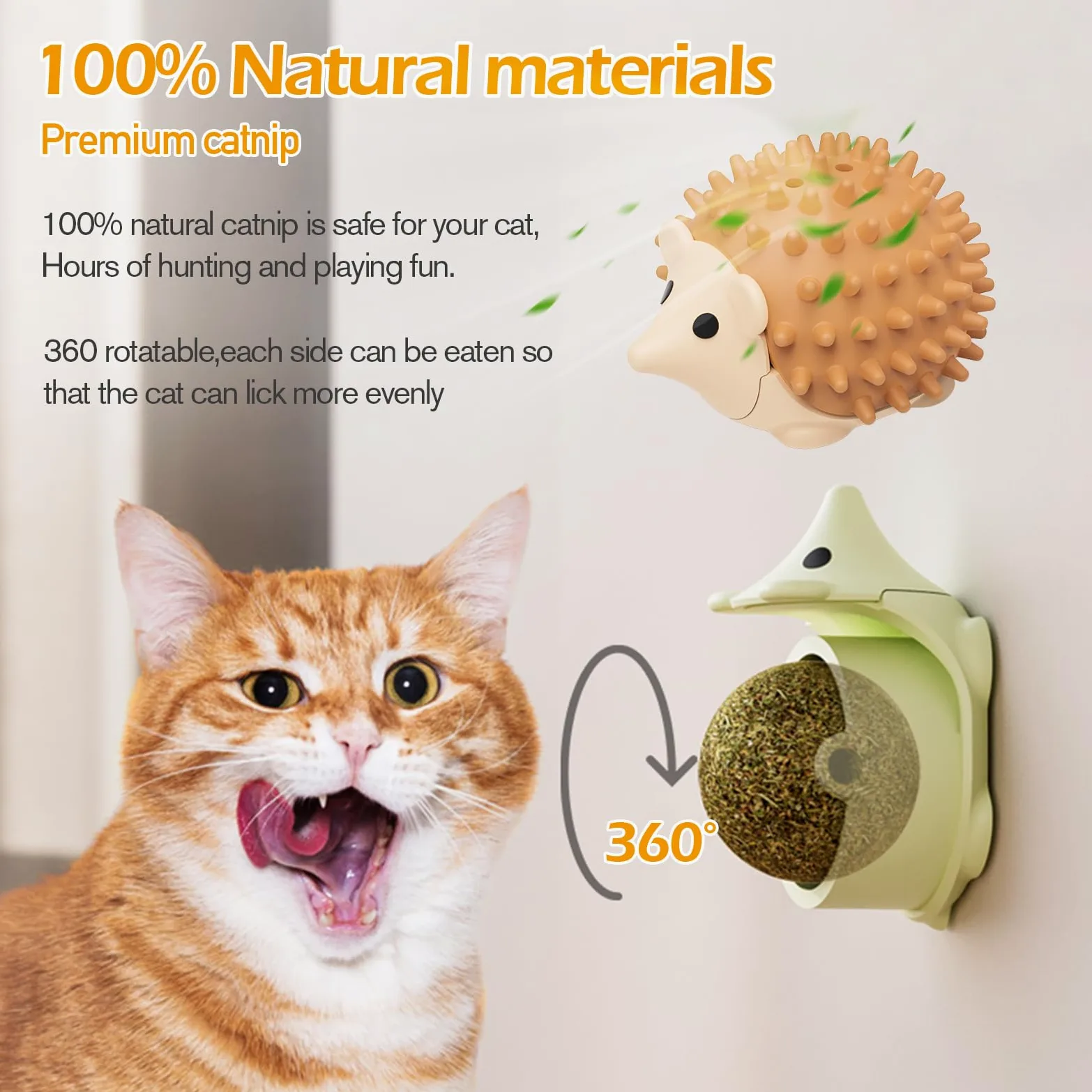 6PCS Pallina Erba Gatta Giochi per Gatti Catnip Ball Girevole Adesiva Naturali Palline Erba Gatta Ruotabile a 360° con Coperchio di Conservazione per Gatti da Leccare con Auto Massaggio Spazzola Gatti