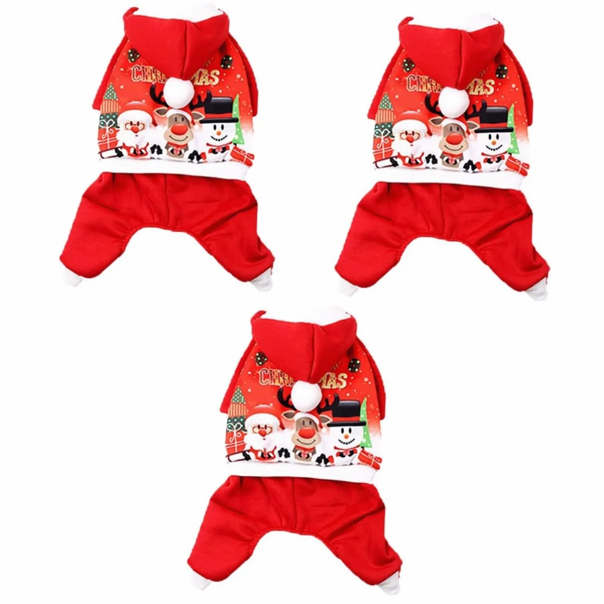 Mipcase 3 Pz felpa con cappuccio per cani di babbo natale per cani costume da cane natalizio abbigliamento natalizio costume di natale giacca per animali domestici di Natale rosso