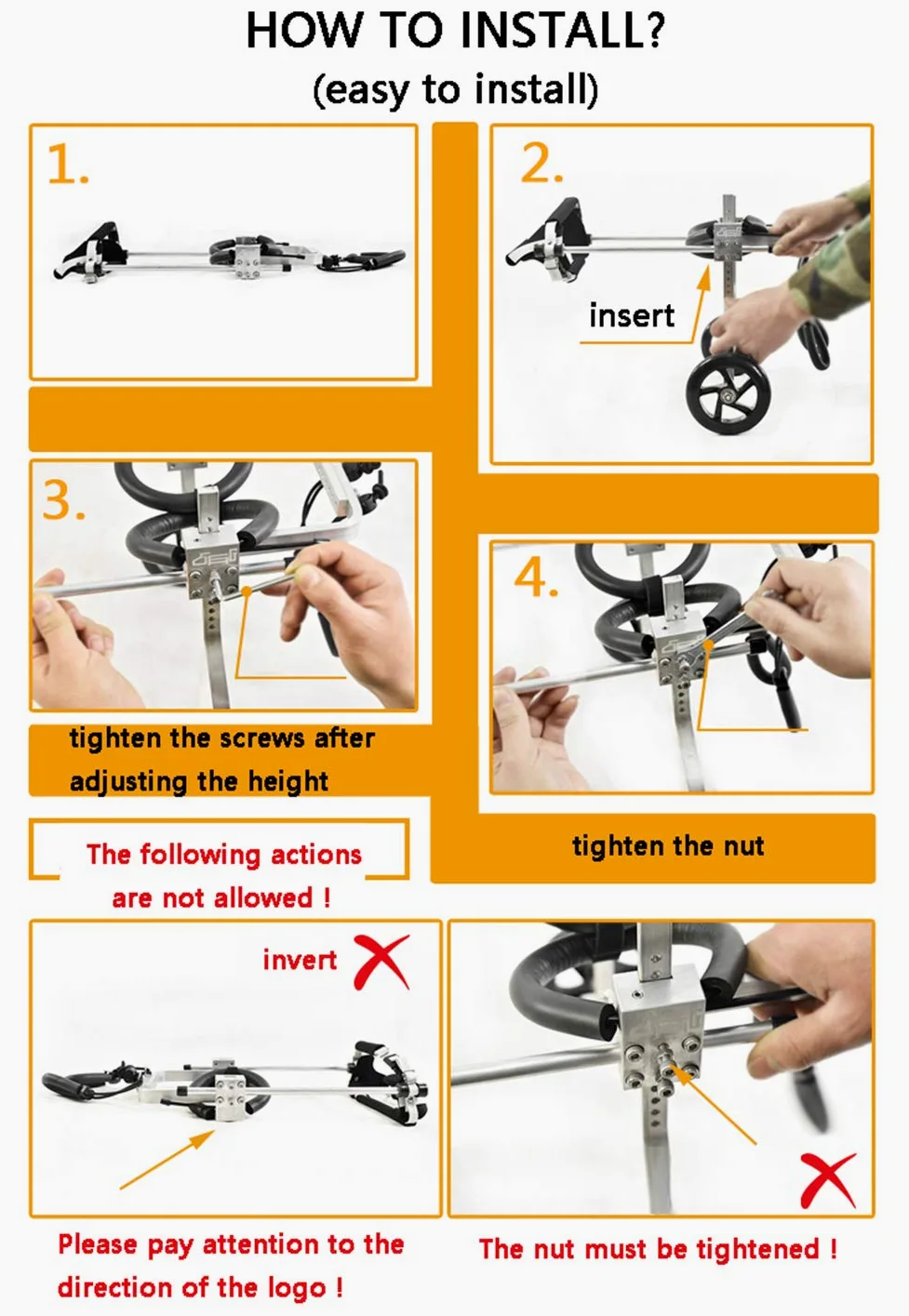 Sedia a Rotelle per Cani Disabile Regolabile Carrellino per Cani, Peso 1~60 kg, Riabilitazione per Gambe Posteriori/Zampa Posteriore, per Cane e Gatto, 2 Ruote, Dog Cat Wheelchair