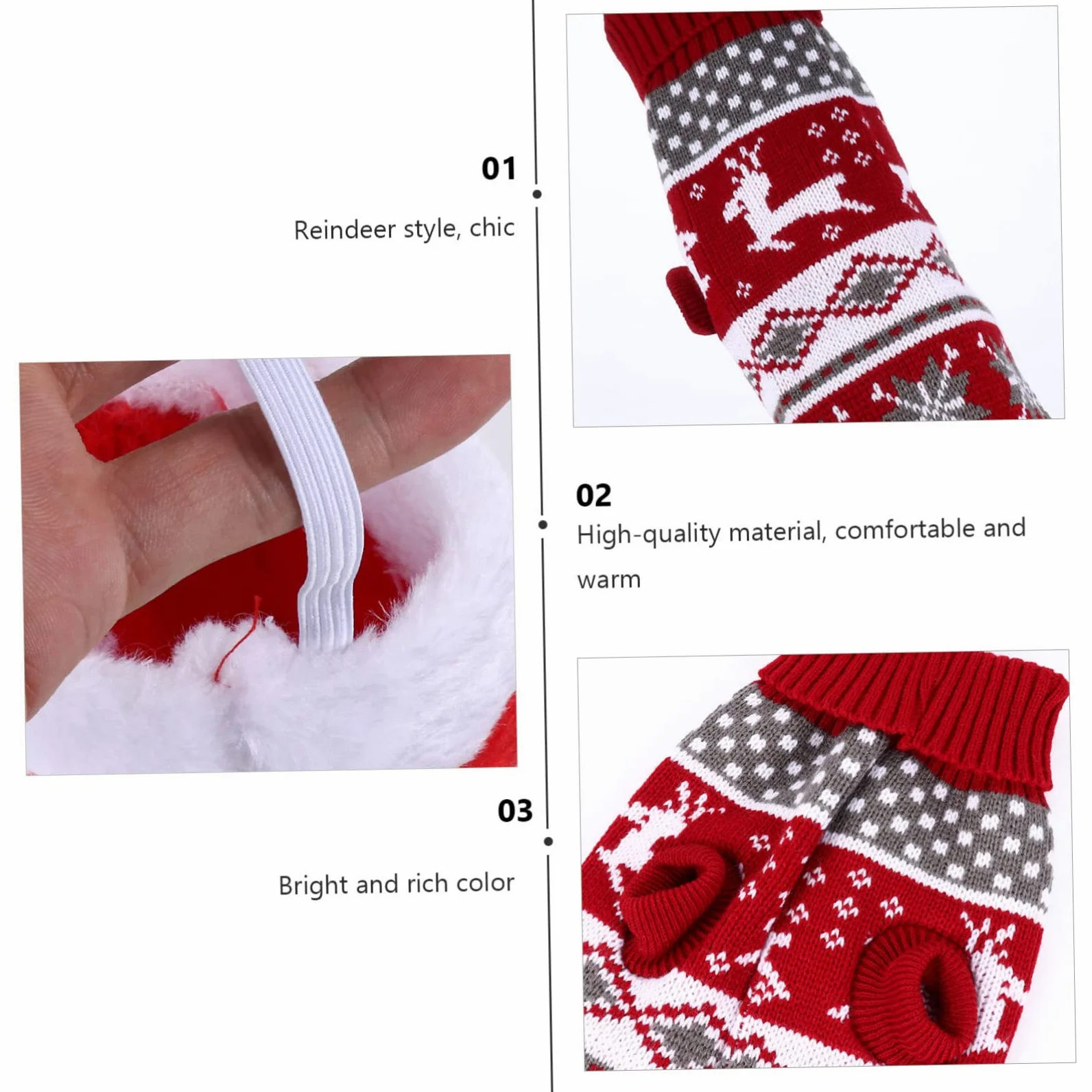 HMJGDHX 2 Pezzi di Renne per Animali Domestici Maglione e Cappello Natalizi per Cani Caldi per Cuccioli per Abiti Natalizi per Animali Domestici e Occasioni Invernali