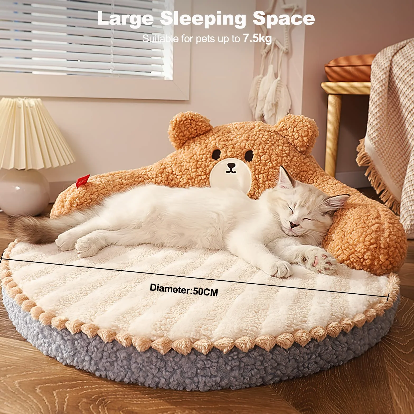 Galatée Letto Rotondo Per Gatti e Cuccioli, Per Animali Domestici Caldo e Confortevole, Cuccia Rimovibile e Lavabile, Divano Da Esterno e Da Interno(Marrone)