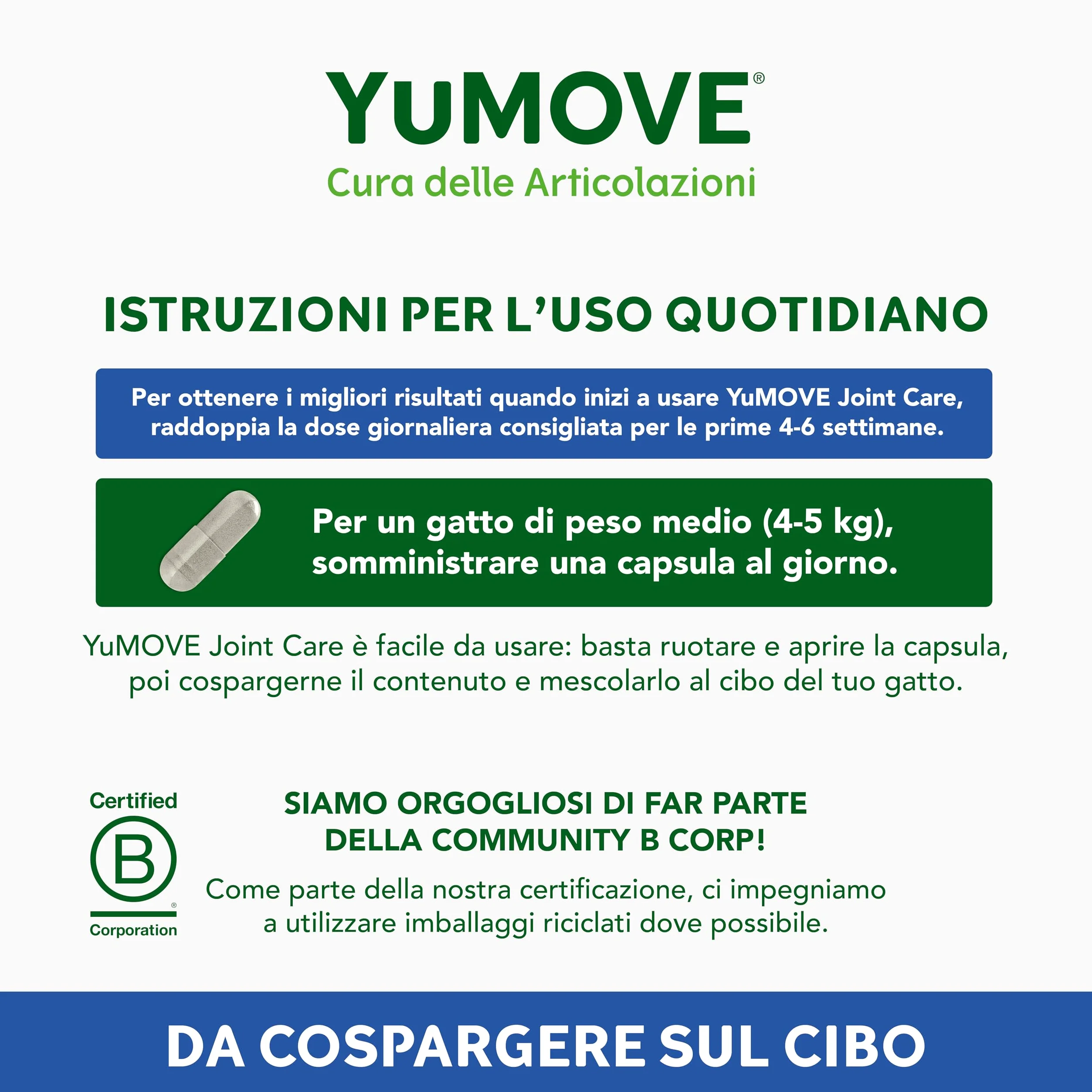 YuMOVE Integratore Articolazioni Gatti 8+ Anni - 60 Capsule Da Spolverare - In Attesa di Brevetto 100mg di Cozza Verde ActivEase per Capsule - Joint Care Gatti Articolazioni Glucosamina & Condoitina