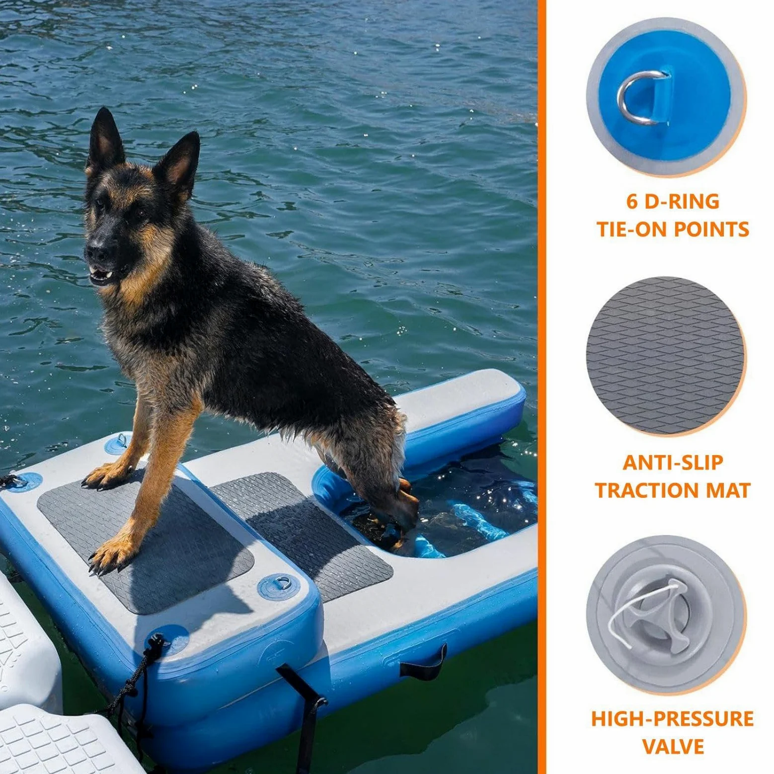Scaletta portatile per cani con supporto antiscivolo in EVA per un'uscita sicura da barca, piscina, bacino, lago