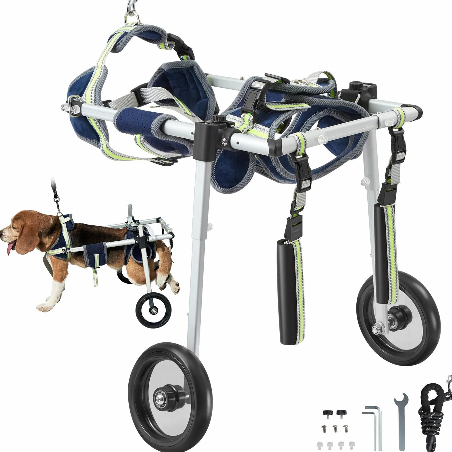 VEVOR Carrozzina per Cani a 2 Ruote per Gambe Posteriori, Carrozzina per Cani Leggera Regolabile Aiutare nella Guarigione, Carrello per Cani per Feriti, Disabili, Paralisi, Misura XS