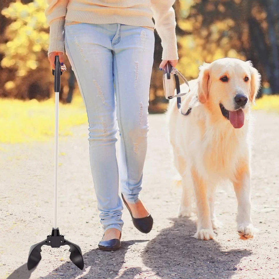 Greensen Pala portatile per escrementi di cani con manico lungo e molla ad alta pressione per escrementi di cani e gatti, con design ergonomico professionale