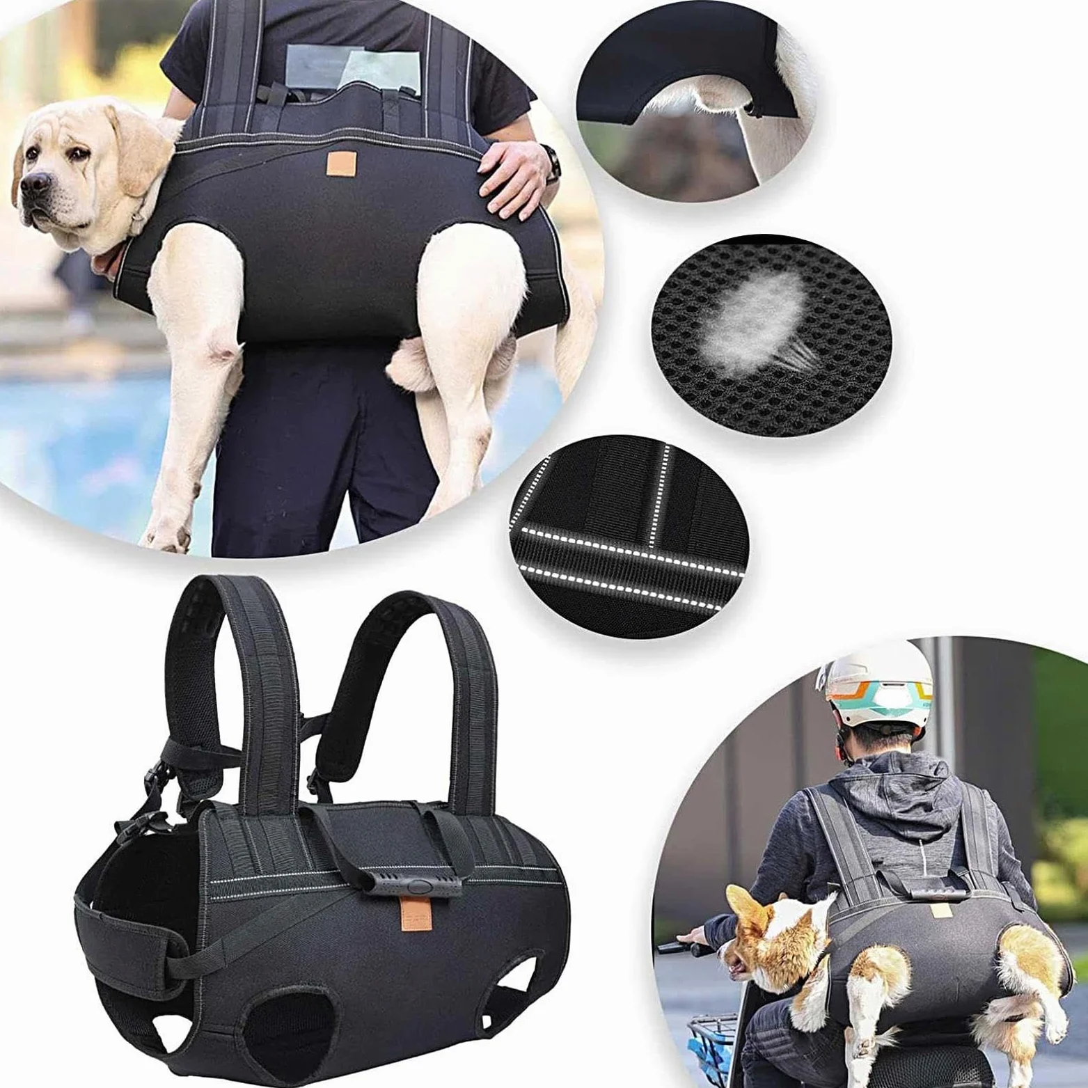 Imbracatura Per Sollevamento Cani Pettorina Regolabile Traspirante | Fascia di Supporto per Escursionismo Viaggi Passeggiate Quotidiane Movimento Riabilitazione