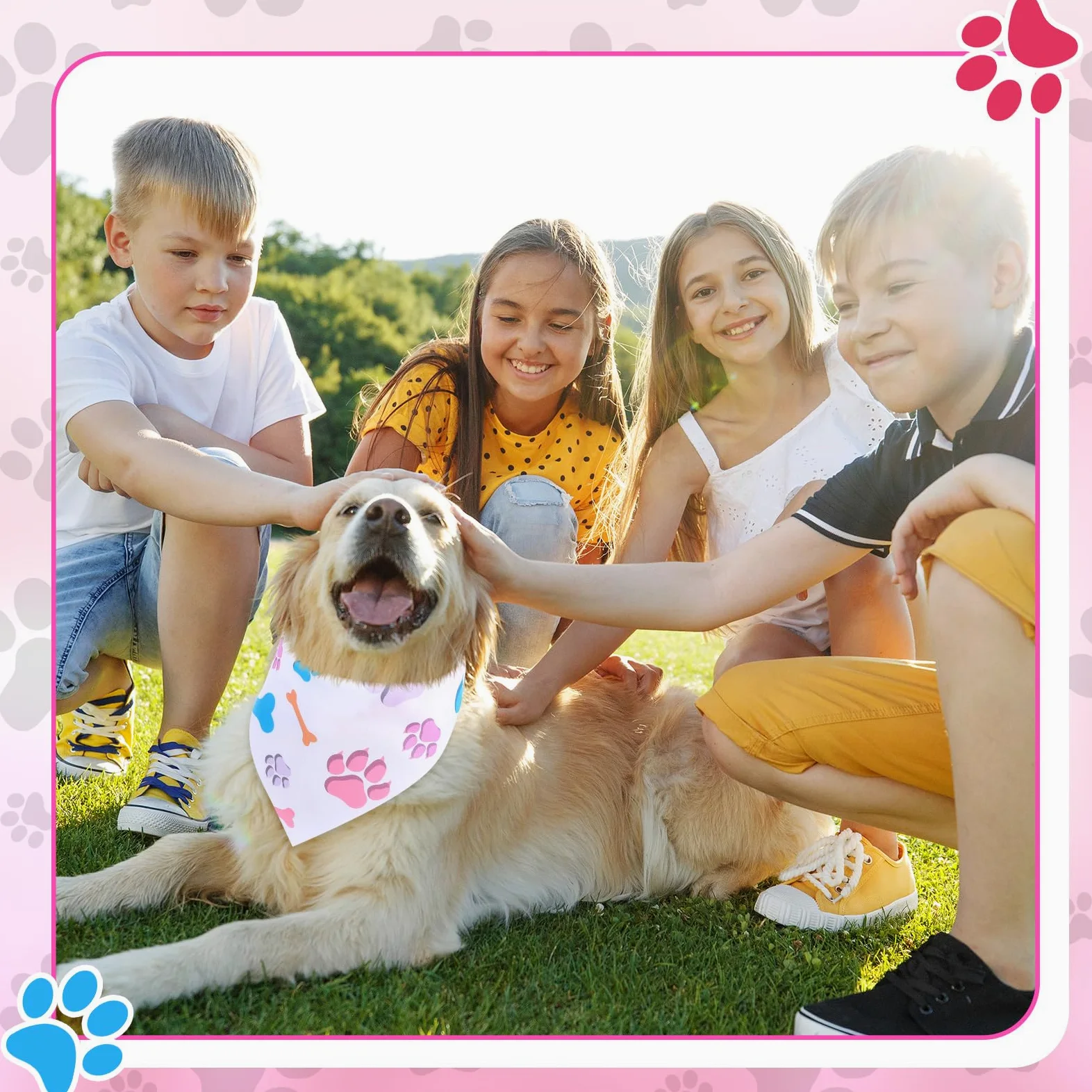 Abbylike 200 bandane per cani con stampa di zampe, bandane per cani, animali domestici, triangolari, bavaglini per cuccioli di animali domestici, gatti, accessori per costume da festa