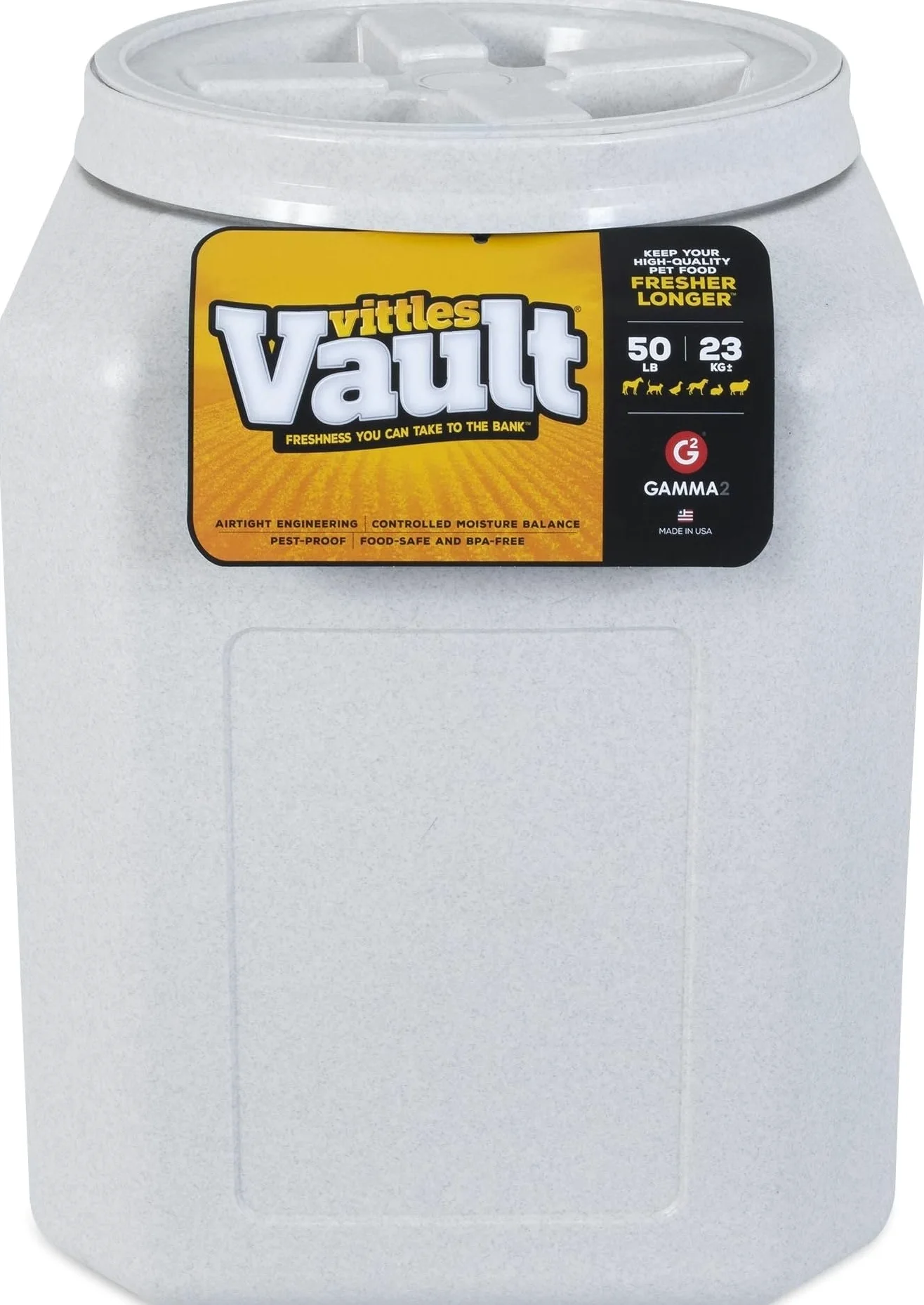 Gamma2 Vittles Vault - Contenitori sigillati per cibo per cani e gatti, adatti fino a 22,7 kg, realizzati negli Stati Uniti, 35,5 cm di lunghezza x 50,8 cm di altezza
