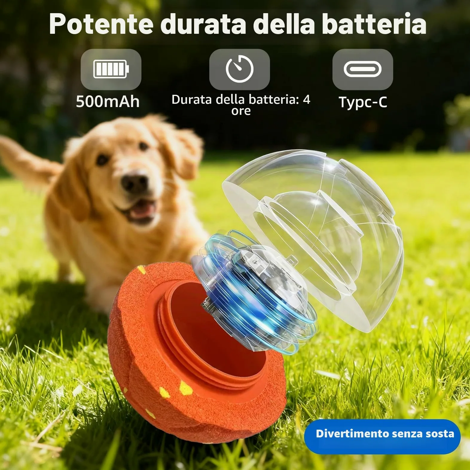 Palle per Cani Giocattolo Intelligente Interattivo con 3 Modalità di Gioco Impermeabile,Ricaricabile, per Cuccioli Cani di Taglia Media e Grande Giocattolo Elettrico Indistruttibile