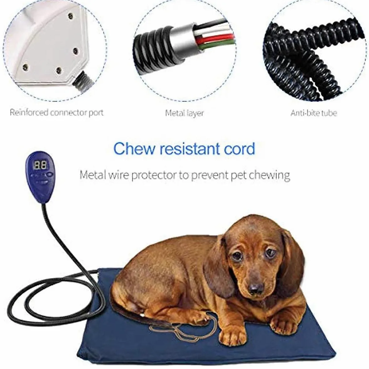 SagaSave - Cuscino riscaldante per animali domestici, temperatura costante 25-55 gradi, per cani, gatti, impermeabile, rivestimento rimovibile, per neonati, cani anziani, gattini, 40 cm x 30 cm