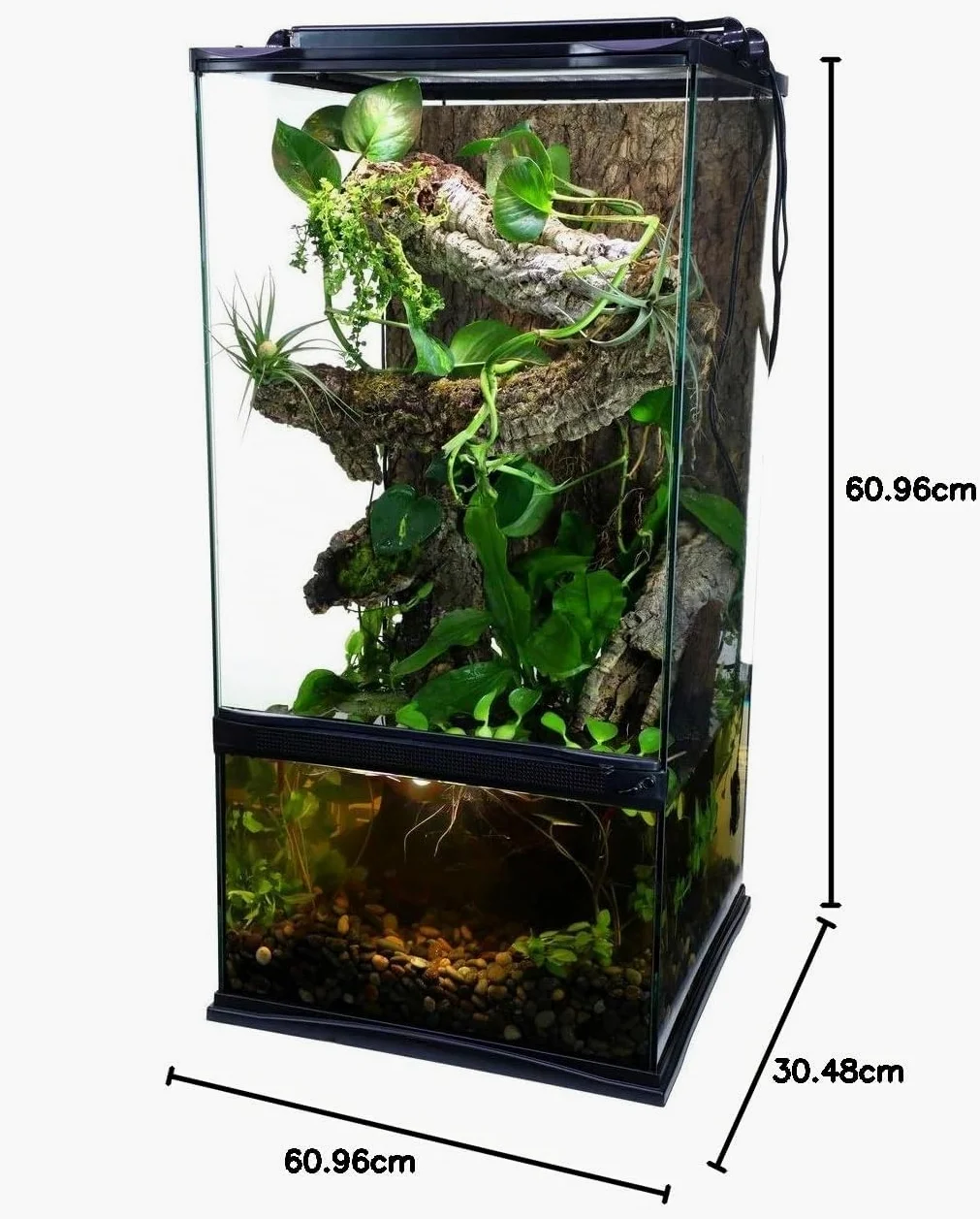 Zoo Med Paludarium - Paludario in vetro e metallo per la creazione di ambienti naturali per animali esotici, anfibi, rettili, dimensione 30x30x60 cm
