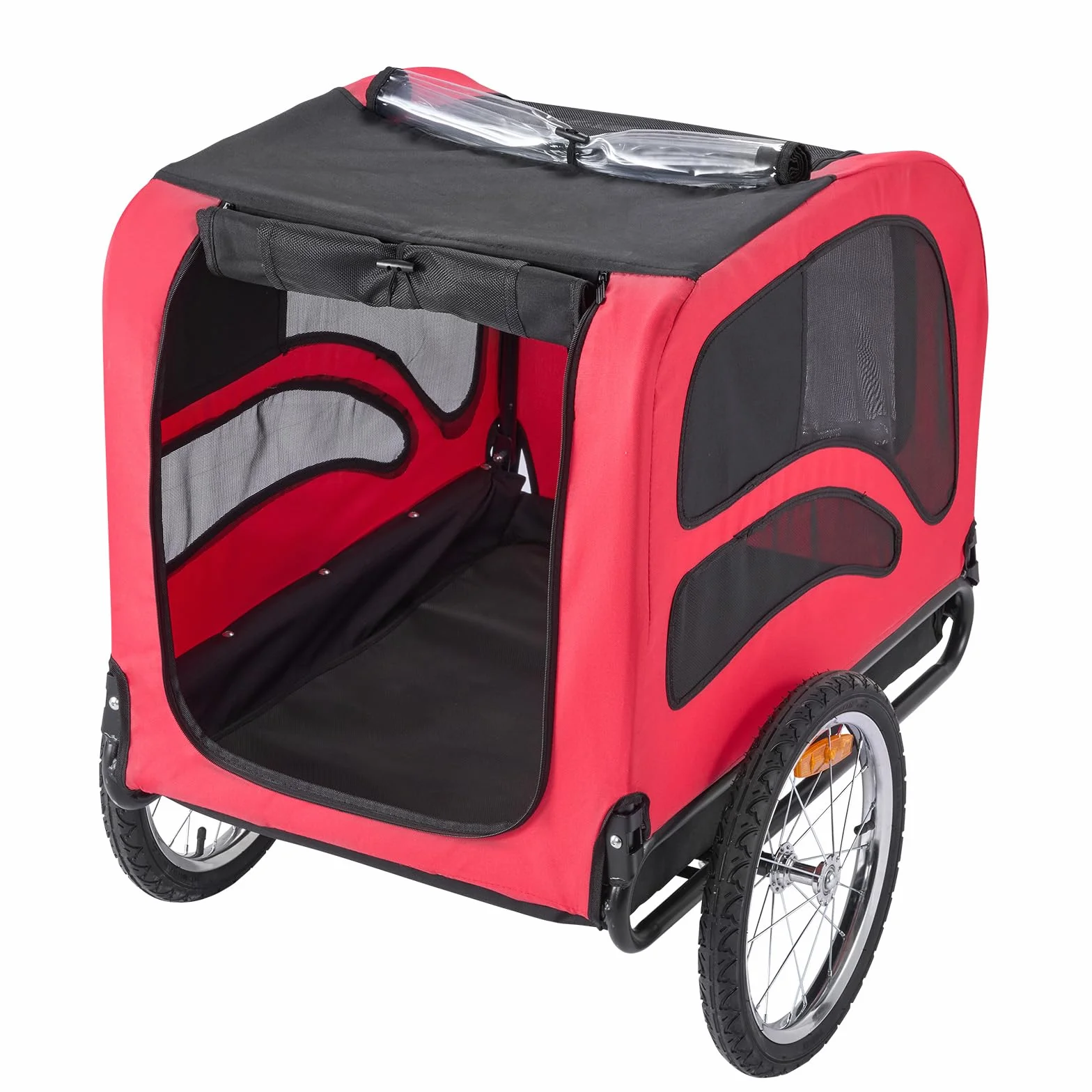 VEVOR Rimorchio per Bici per Cani, Supporta Fino a 45 kg, Carrello Portabici, Telaio Pieghevole con Ruota a Sgancio Rapido, Attacco Universale per Bicicletta, Riflettore, Bandiera Guinzaglio Interno