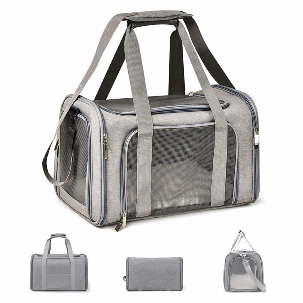 Boîte de Transport Pliable per Cani, Trasportino per Cani e Gatti, pieghevole, borsa per il trasporto del cane, con tracolla regolabile per gatti, cani, animali domestici(greu)