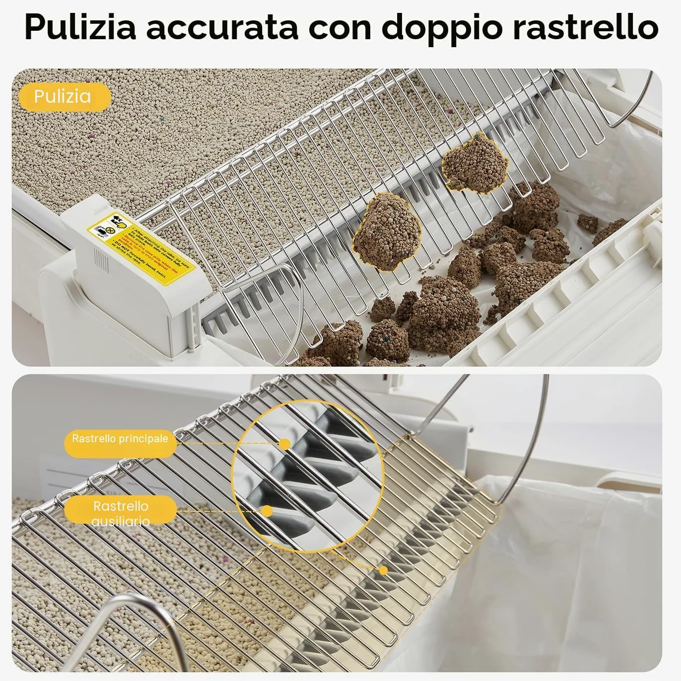 UBPET C31 Lettiera Autopulente per Gatti, Lettiera Aperta Autopulente con Controllo App, Deodorizzatore, Sistema a Doppio Rastrello, Grande Capacità, per Più Gatti