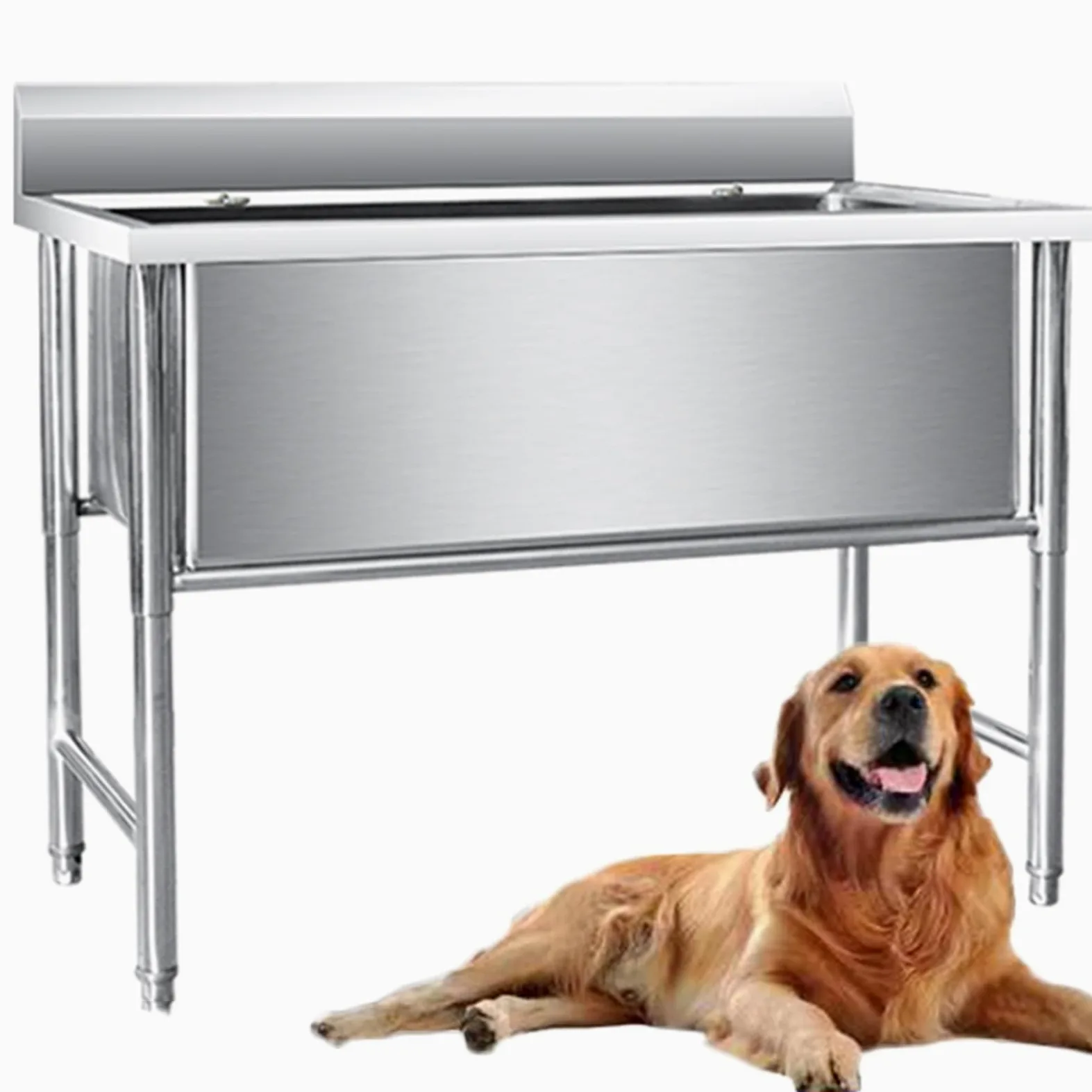 Acciaio Inossidabile Stazione Di Lavaggio Per Cani, 100 Cm Vasca Professionale Per Cani, Casa Metallo Gatto Vasca Per Toelettatura Per Animali Di Taglia Grande, Media E Piccola(80X60X90CM(35CM))