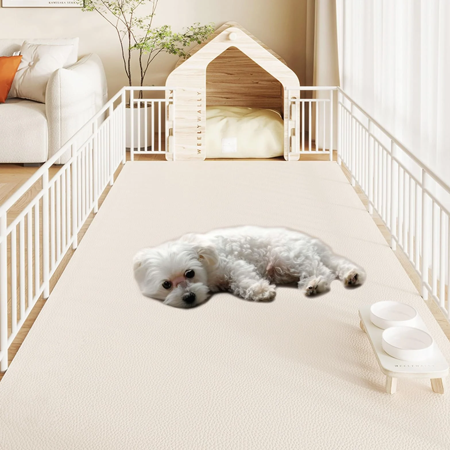 Impermeabile Tappetino Ciotola Cane, Faciledapulire Cancellabile Sottociotola Antiscivolo, Sottociotola Gatto In PVC, Durevole Tappetino Per Cani, Tappetino Per Ciotola Per Cani E Gatti(Brown,100x140c