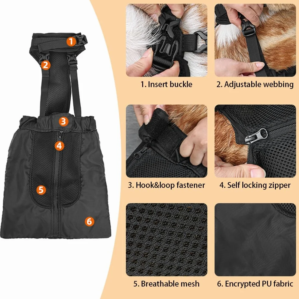 Borsa Cani per Gambe Posteriori,Borse per Cane Sedia a Rotelle Drag Bag per Animali Disabili Paralizzate