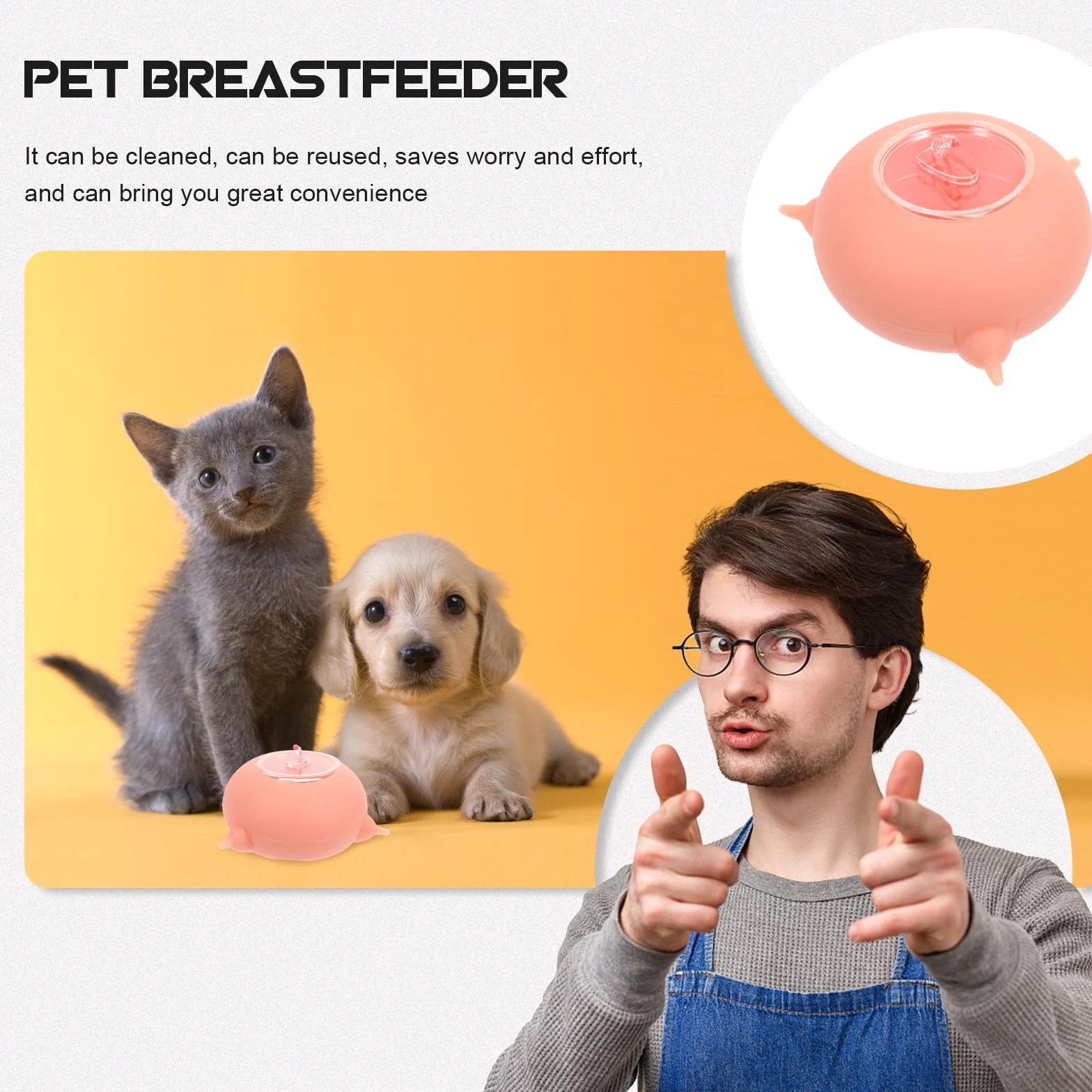 Lurrose Biberon in Silicone Riutilizzabile e Leggero per Piccoli Animali Domestici, per L'alimentazione e L'addestramento dei Cuccioli Rosa