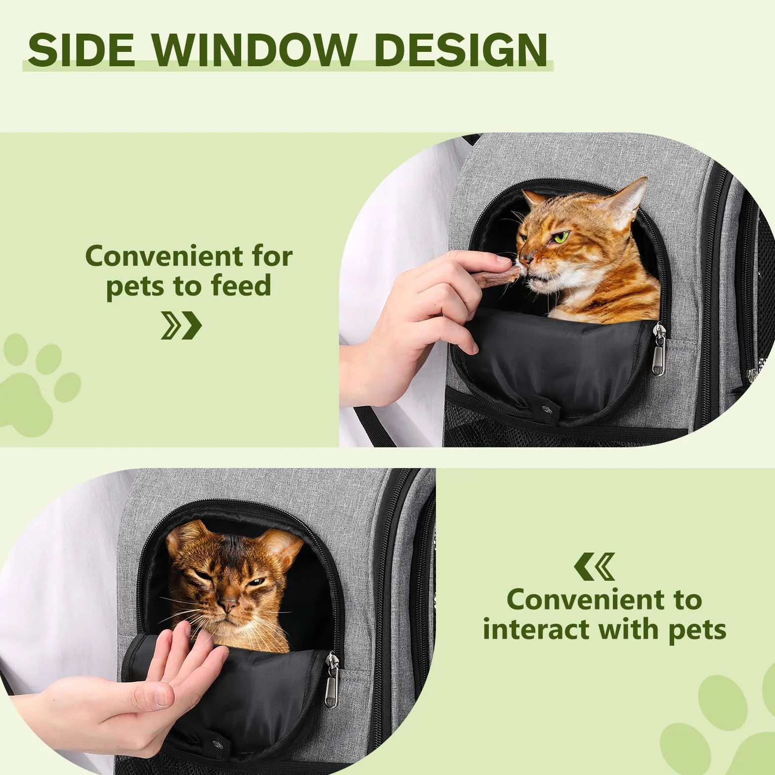 Pecute Zaino Trasportino per Cani e Gatti, Borsa Leggera ed Elegante con Tasche Portaoggetti, Zaino Traspirante in Grigio - Ottimo Regalo per i proprietari di Animali Domestici,Grigio