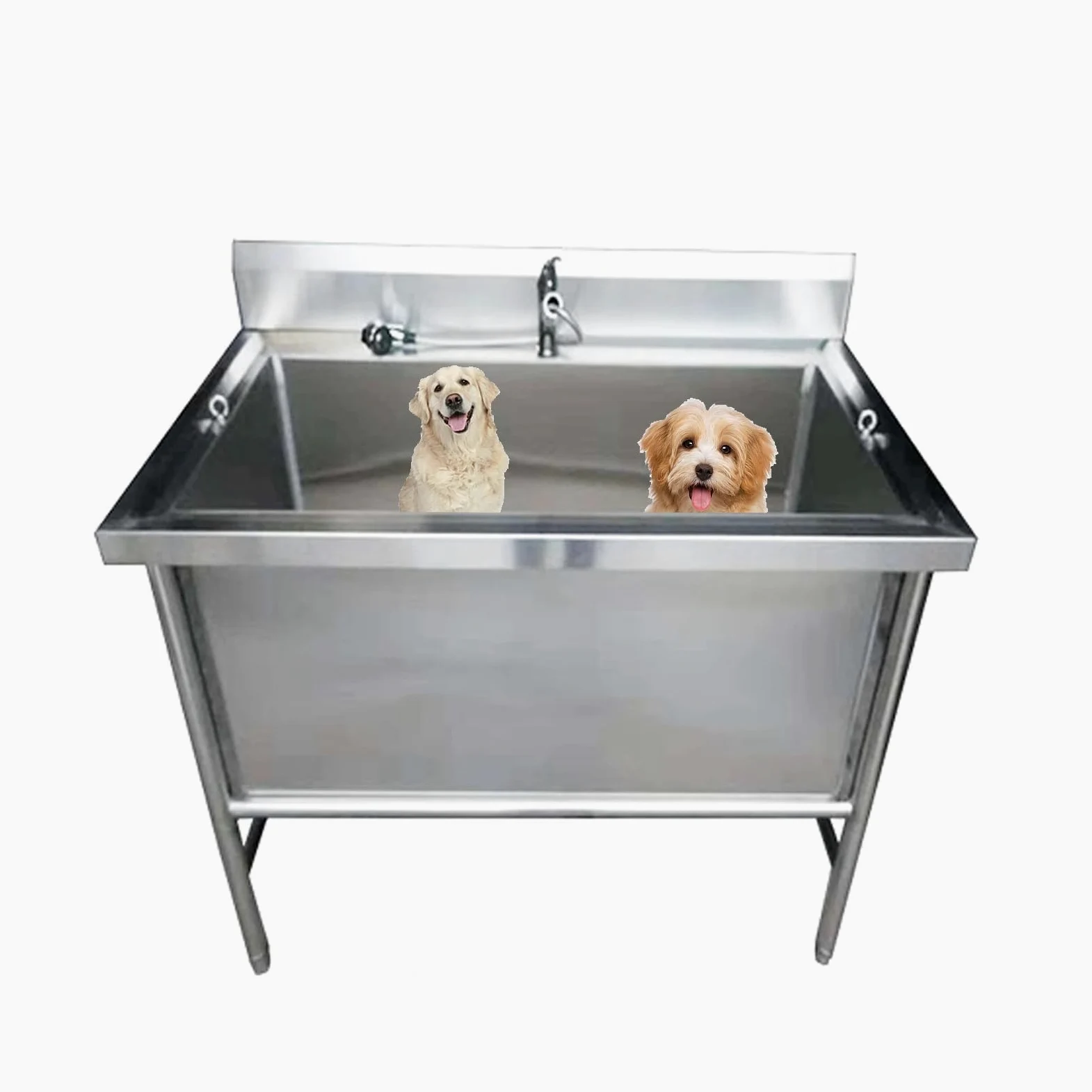 Stazione di Lavaggio per Cani, Vasca da Bagno per Cani in Acciaio Inossidabile, Stazione di Toelettatura per Lavaggio Cani per Casa, Vasca Doccia per Cani(Size:39in)