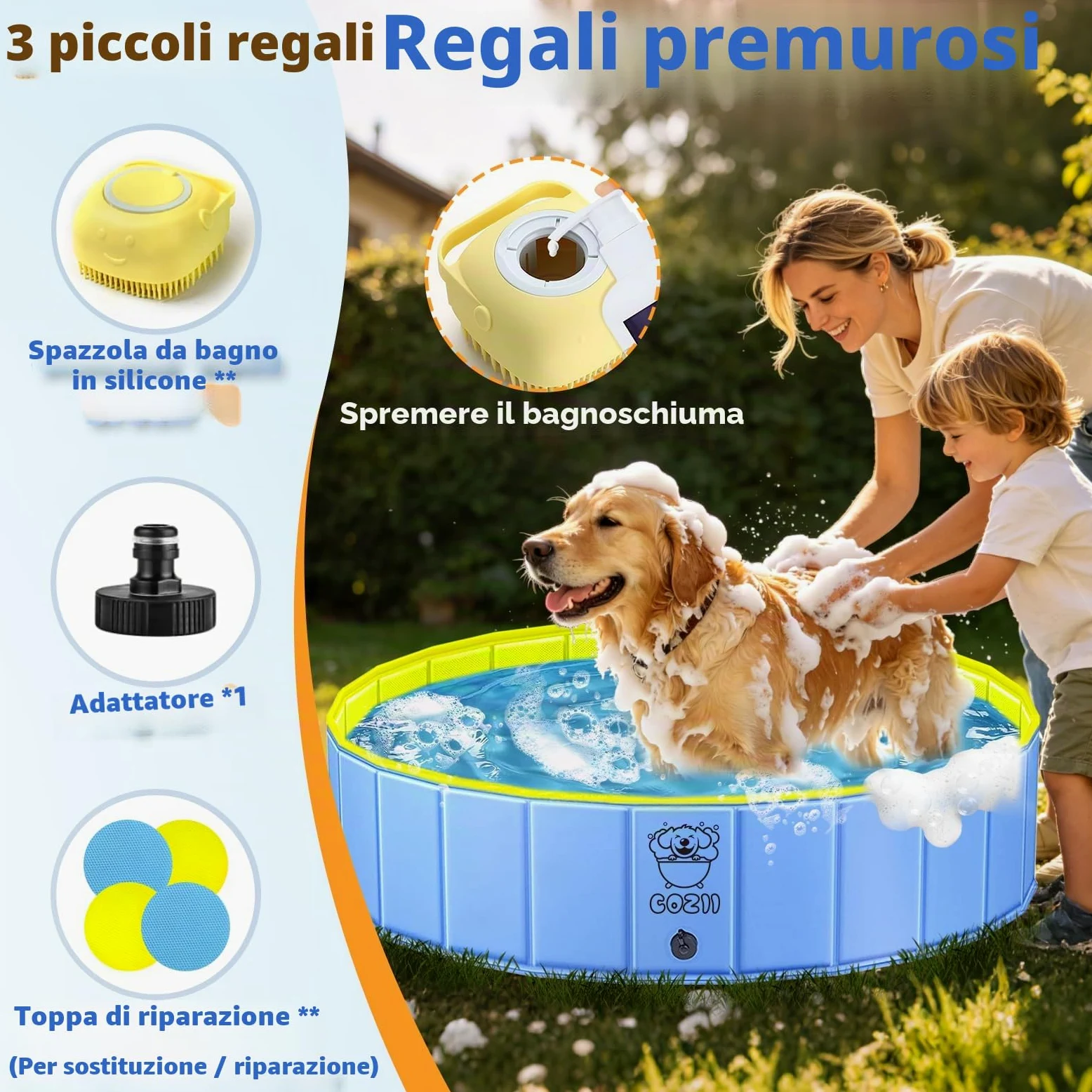 COZII Piscina per cani pieghevole, 160 x 30 cm, antiscivolo, resistente, grande, per cani, bordo in PP da 6 mm e PVC rigido, piscina portatile per bambini, cani, animali domestici