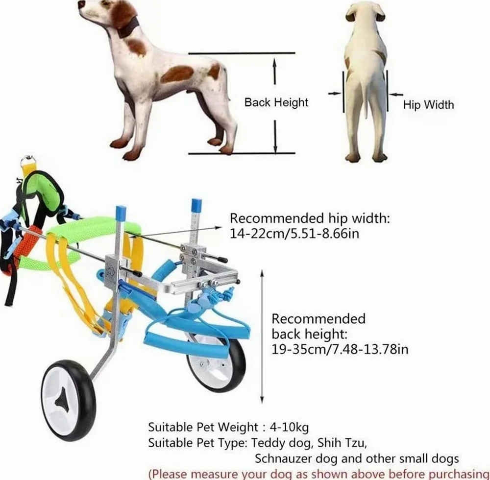 REMEK Sedia A Rotelle per Zampe Posteriori Cani, Carrello per Animali Piccolo/Medio/Grande Pet Walk Assistant per La Riabilitazione delle Zampe Posteriori