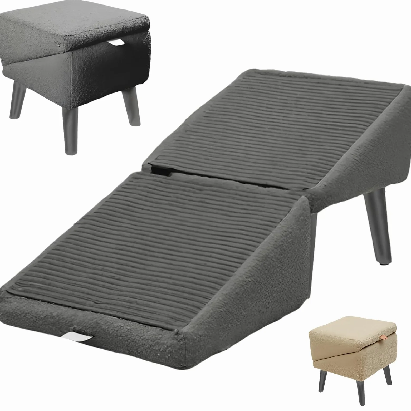 Rampa per animali domestici, pieghevole, non scivolosa per cani di piccola taglia e gatti, gradini per cani leggeri e pieghevoli, per letto a soppalco e divano Pet Ramp (grigio, M)