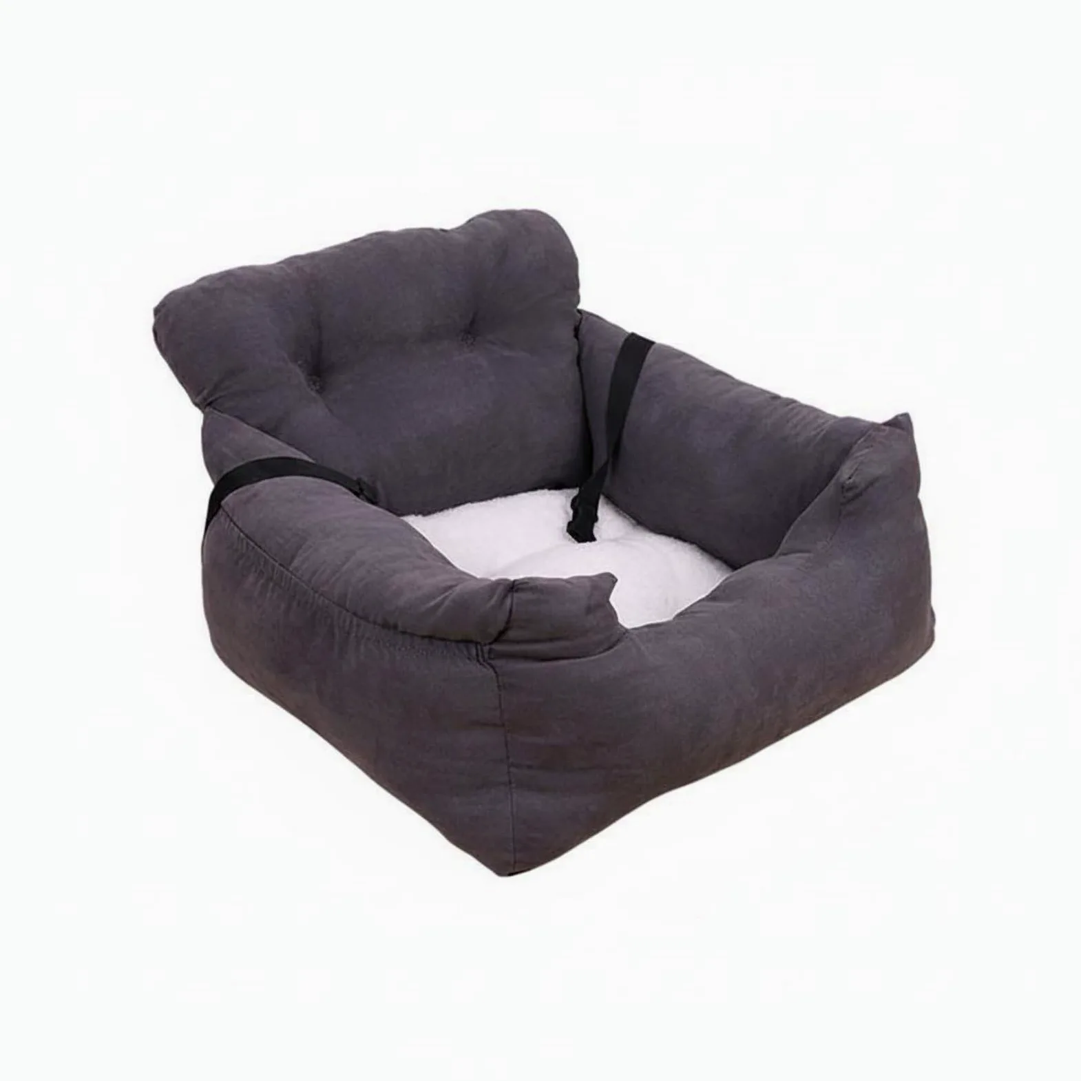 Vehicle Seat Cushion Cuccia da Viaggio Auto per Animali Domestici con Pelliccia Calda Strisce Regolabili Installazione Stabile su Console Centrale, color to 1, 58x52x31 CM