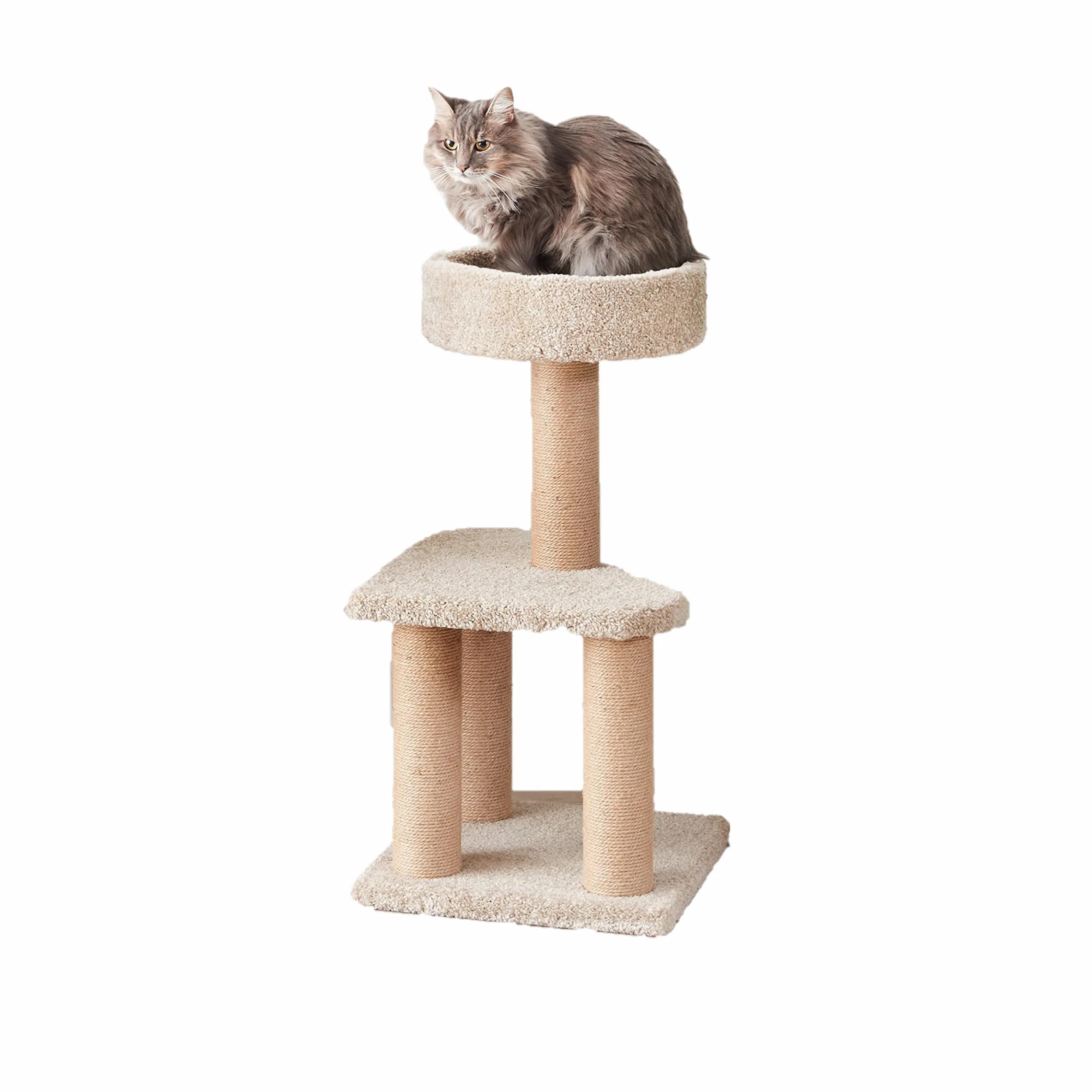 Amazon Basics Albero tiragraffi a Torre, per Gatti, con Pali tiragraffi, per Uso Interno e Domestico, Beige, Medio (40 x 40 x 80 cm)
