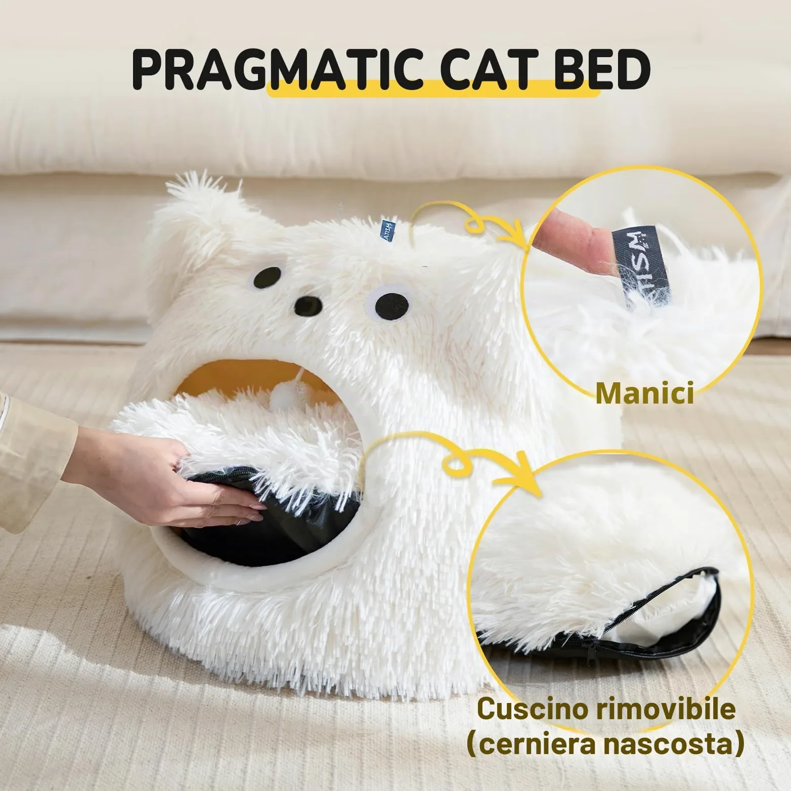 Catism - Lettino per Gatti con Igloo, Cuscino Lavabile per Gatti, Morbido Cuscino per Animali Domestici, Letto Morbido e Soffice per Gattini e Cuccioli