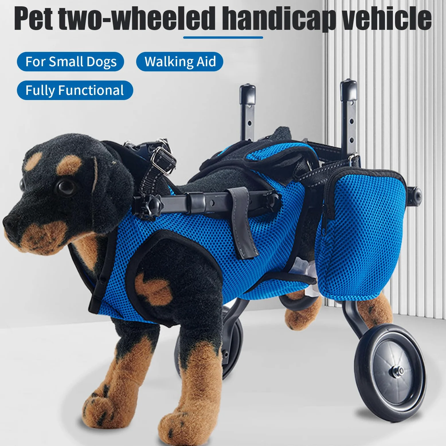 Sedia a rotelle per cani per le gambe posteriori, supporta la guarigione, regolabile 2 ruote, passeggino per cani e sedia a rotelle per piccoli feriti, disabili, paralizzati o sulle zampe