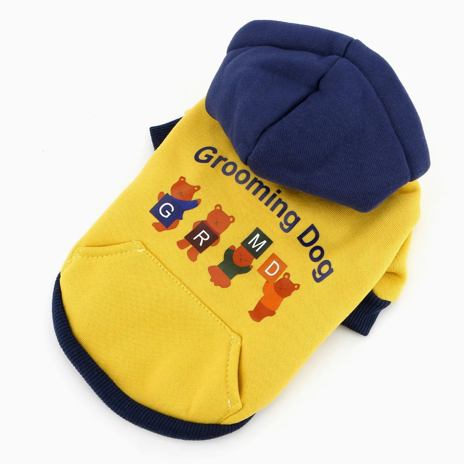XHYRHTS Felpa con cappuccio in pile per cani con stampa simpatico cartone animato per razze Xsmall piccole, calda felpa pullover colorblock con anello a D, morbido abito invernale per cuccioli gattini