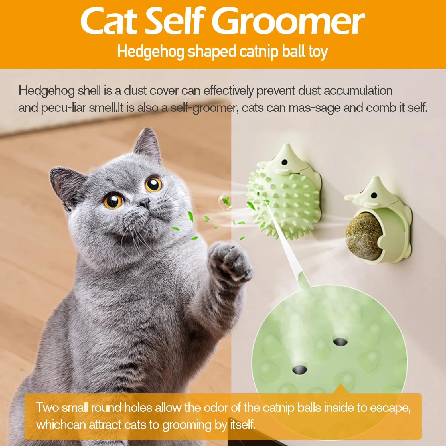 6PCS Pallina Erba Gatta Giochi per Gatti Catnip Ball Girevole Adesiva Naturali Palline Erba Gatta Ruotabile a 360° con Coperchio di Conservazione per Gatti da Leccare con Auto Massaggio Spazzola Gatti