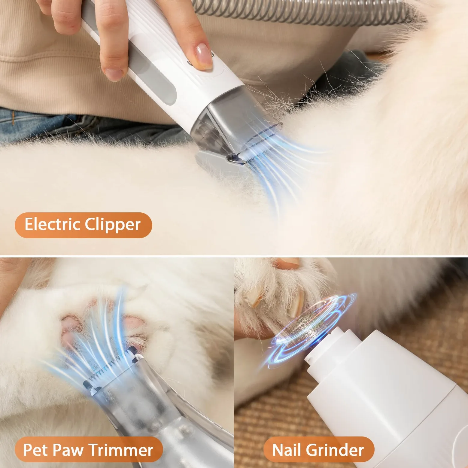 Afloia Tosatrice per Cani Professionale, Toelettatura e Aspirazione a Vuoto per Animali Domestici, Rasoio per Gatti Pelo Lungo, 7 Strumenti Tosatore