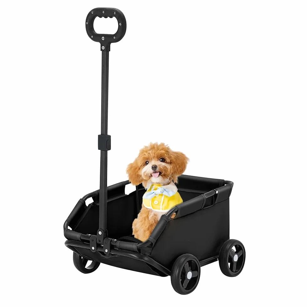 Mini passeggino per animali da compagnia,4 ruote passeggino per cane pieghevole, con maniglia di trazione estensibile all'aperto, per cani e gatti fino a 10 kg, cuscino lavabile