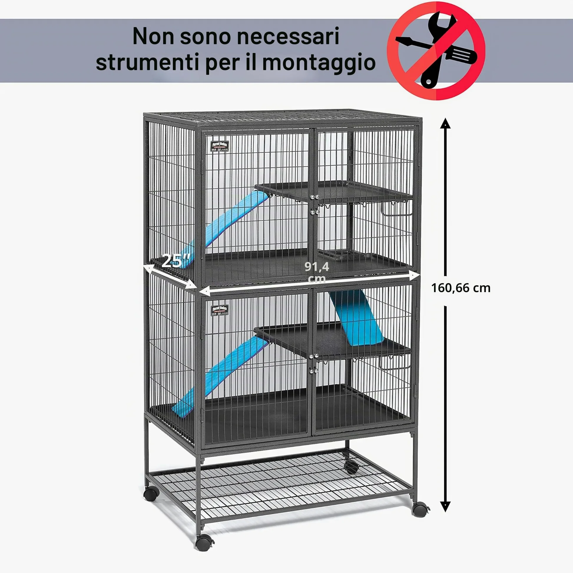 MidWest Homes for Pets Ferret Nation, gabbia doppia per piccoli animali, 4 ripiani, include padelle, mensole, rampe e coperture, per furetti e piccoli animali