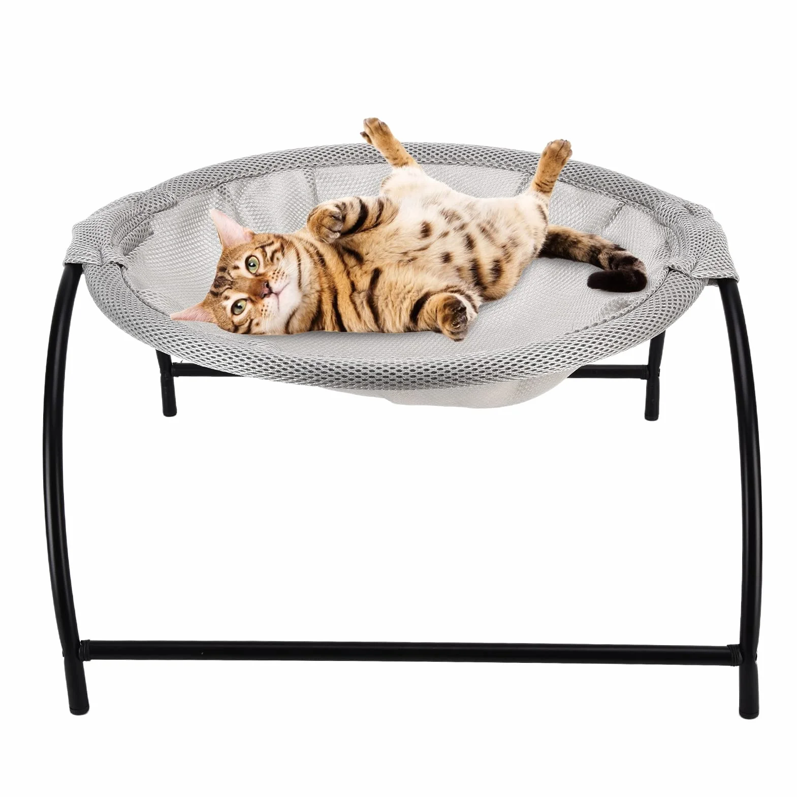 FLEXMAN Letto Sospeso per Gatti, Amaca per Gatti Morbida e Traspirante, 16,9X16,9X9,6 Pollici Letto per Animali Lavabile Staccabile per Gatti, Barboncini, Pomerania, Terrier (Gris)