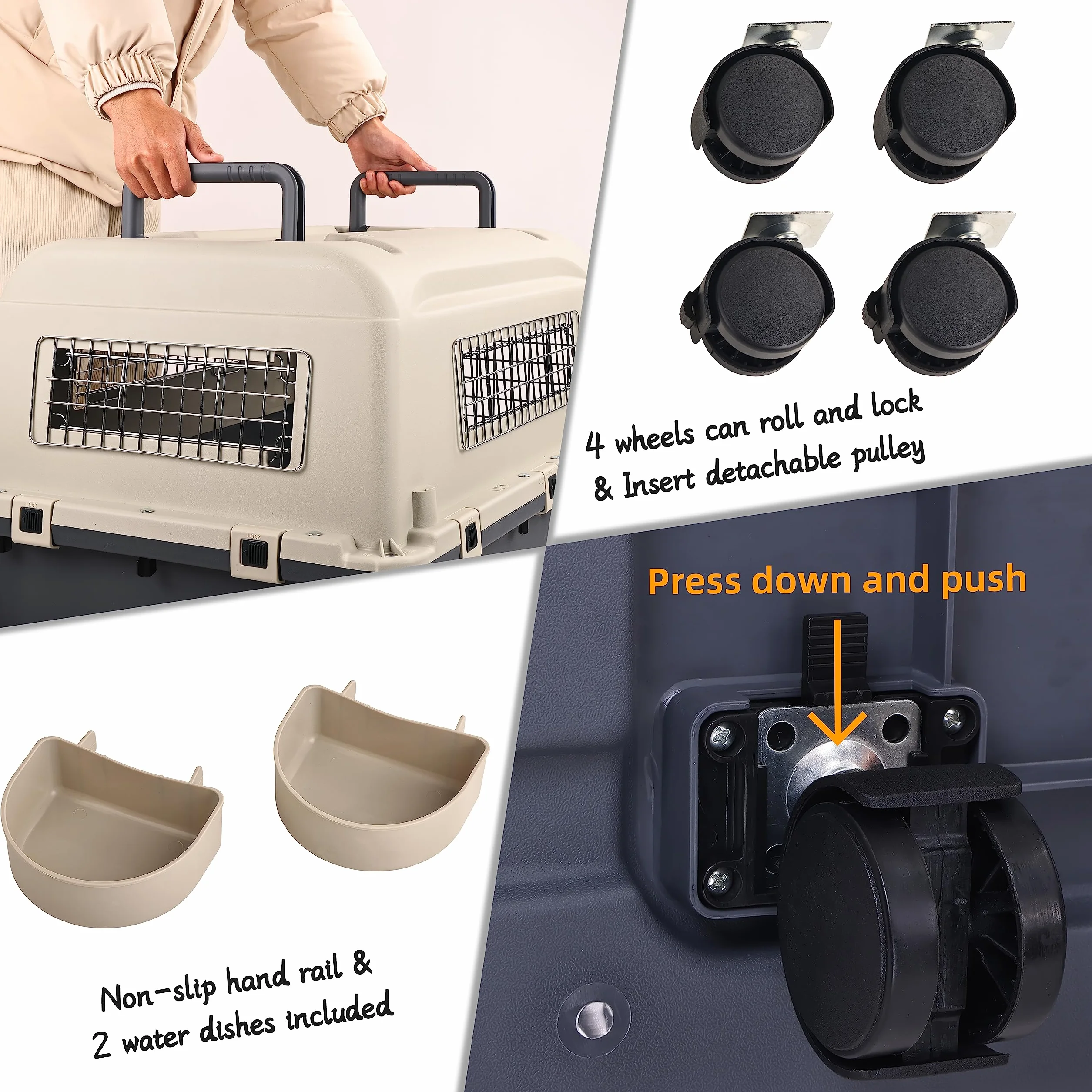 Elevon Trasportino in plastica per animali domestici, approvato dalle compagnie aeree, gabbia per cani da viaggio, grande (78 x 54,1 x 57,9 cm (lunghezza x larghezza x altezza)