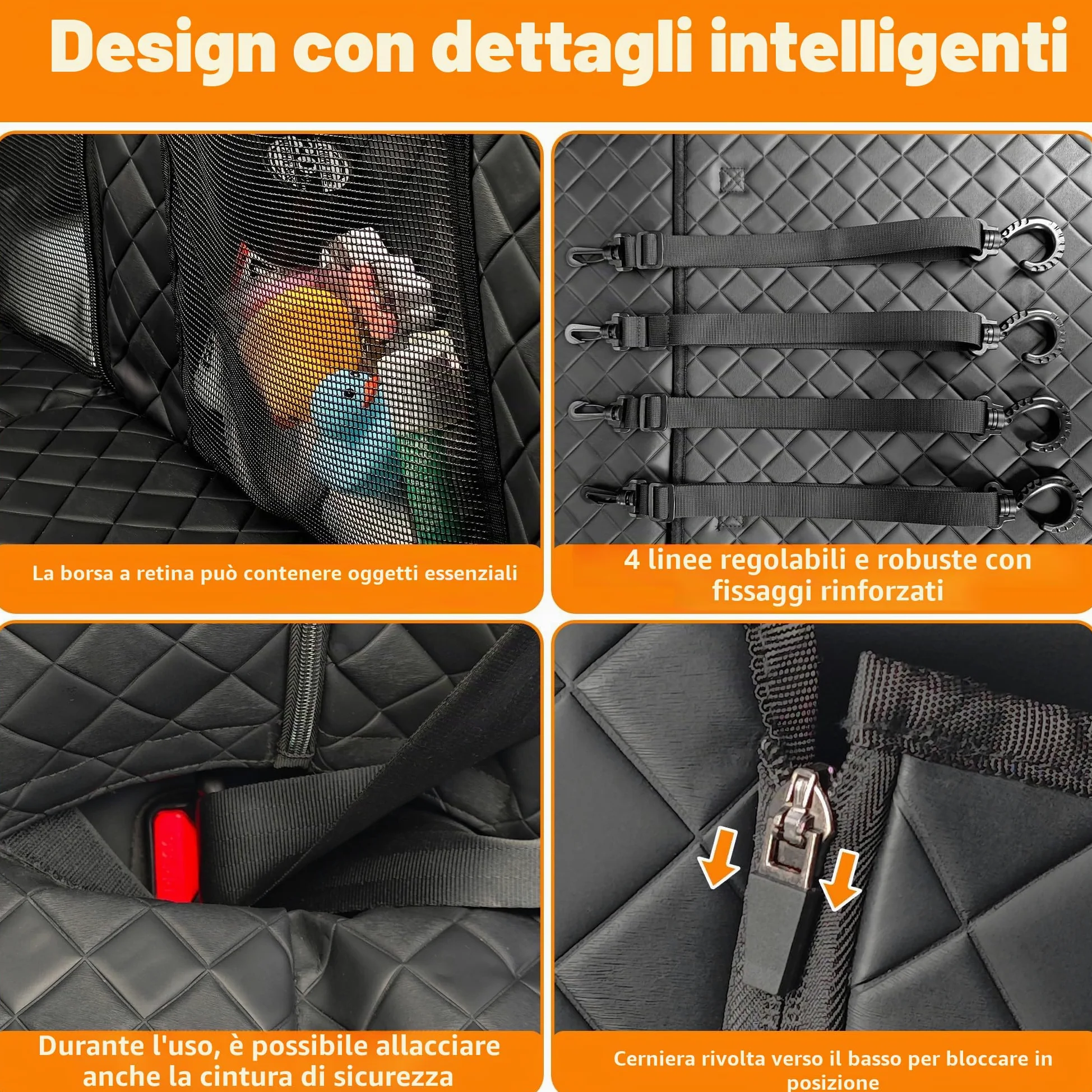 EULANT Coprisedile Auto per Cani con Fondo Rigidi, Robusto Estensore Sedile Posteriore, Divisorio per SUV MPV, Antigraffio e Impermeabile, Carico 200kg
