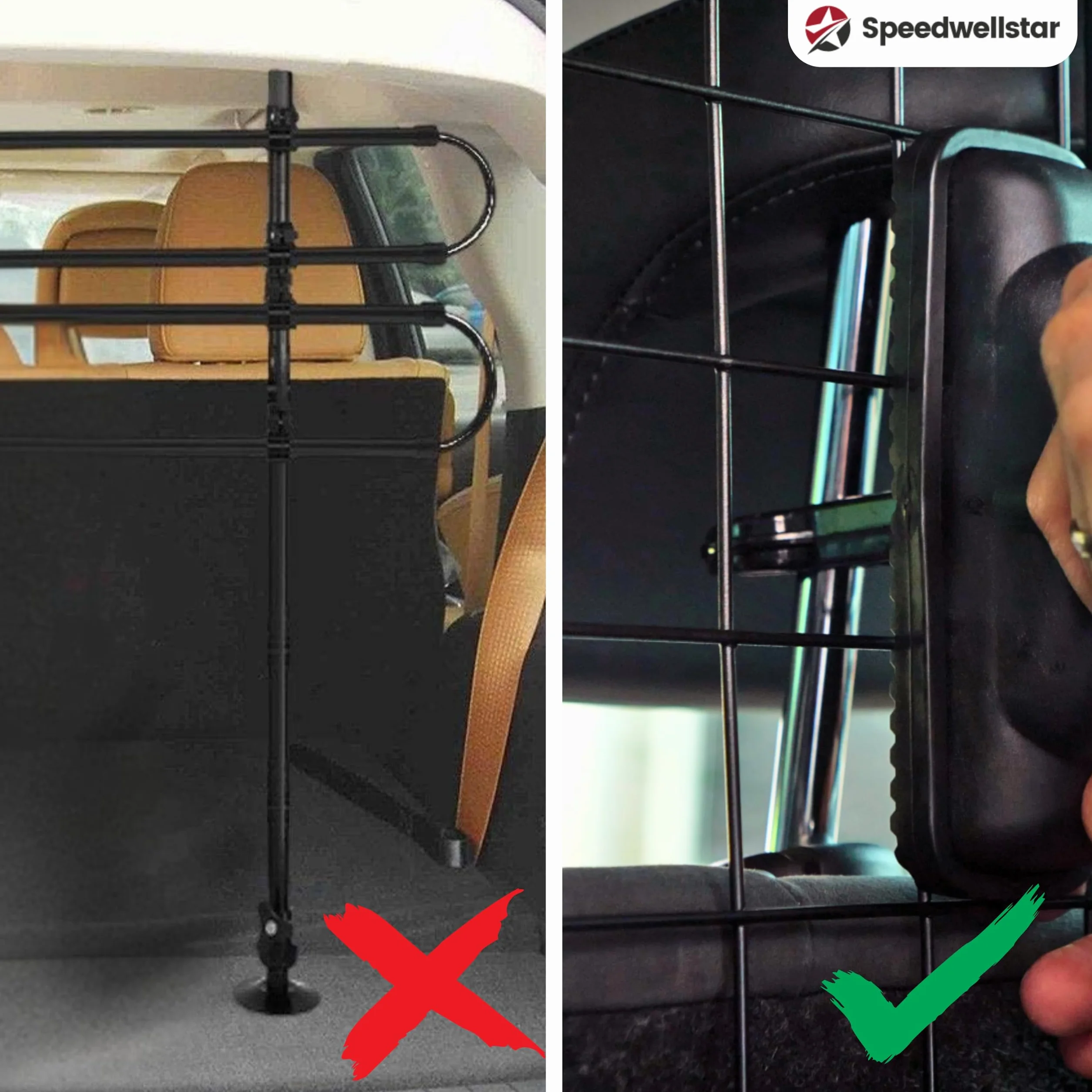 Speedwellstar Griglia Divisoria Cane Bagagliaio Auto Universale Regolabile – Barriera Mesh in Metallo con Fissaggio Poggiatesta