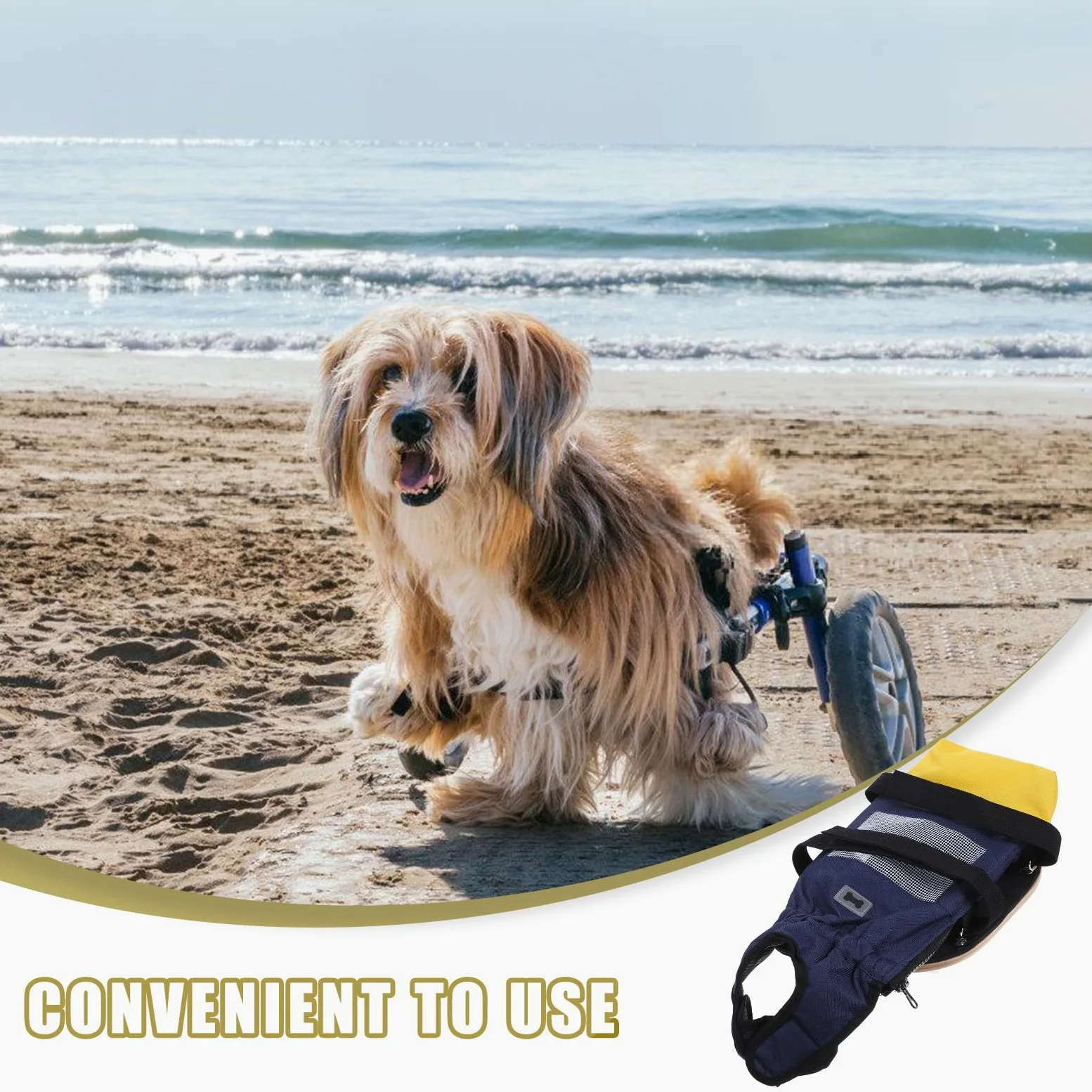 Carrello con Ruote per Cane Disabili, Mobilità Assistita S | Tessuto in Poliestere e Legno, Uso Interno ed Esterno, Supporto per Zampe Anteriori e Posteriori