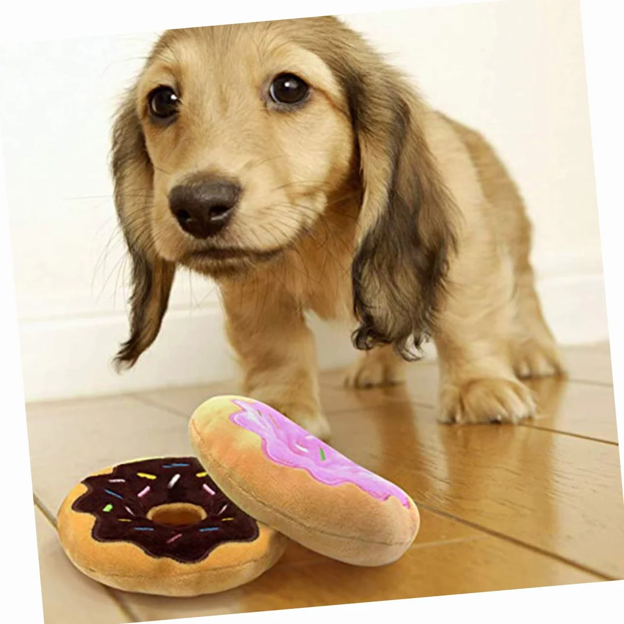 Housoutil 2 Set Di Giocattoli Da Masticare Per Cani Peluche Ciambelle Giocattolo Squittente Per Trattare I Cani 3 Pezzi * 2
